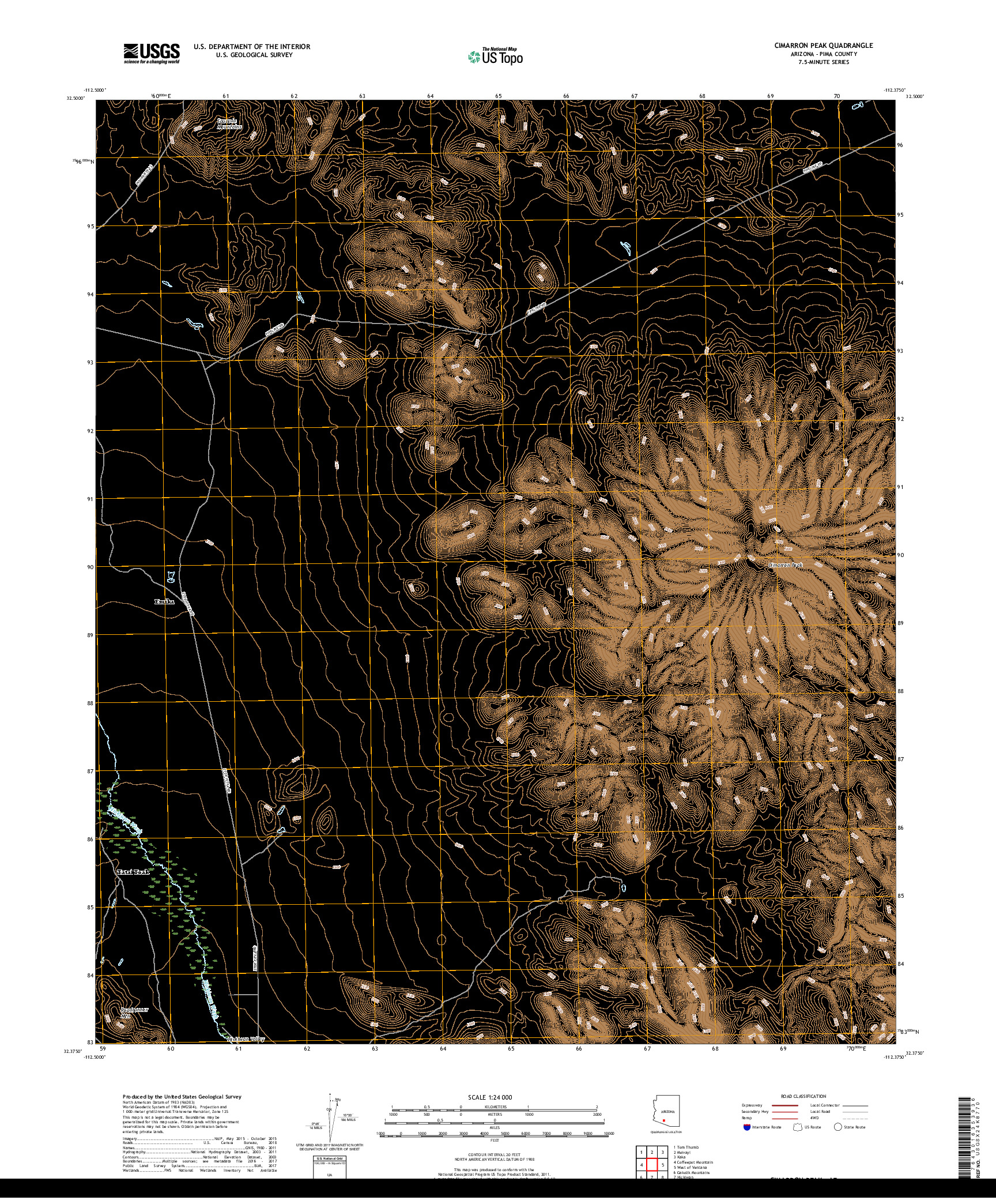 USGS US TOPO 7.5-MINUTE MAP FOR CIMARRON PEAK, AZ 2018