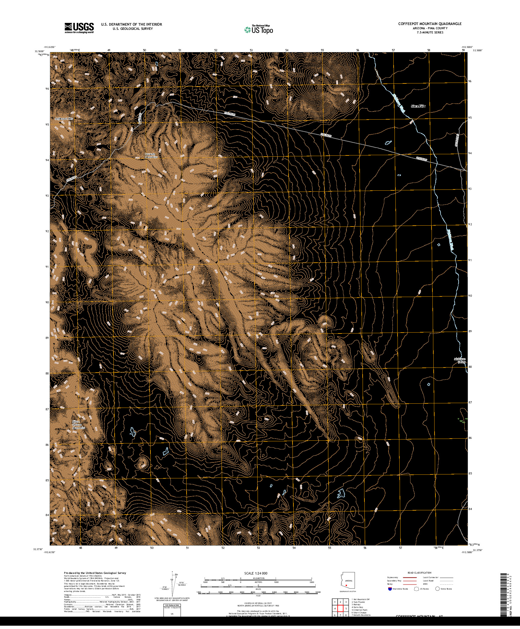 USGS US TOPO 7.5-MINUTE MAP FOR COFFEEPOT MOUNTAIN, AZ 2018