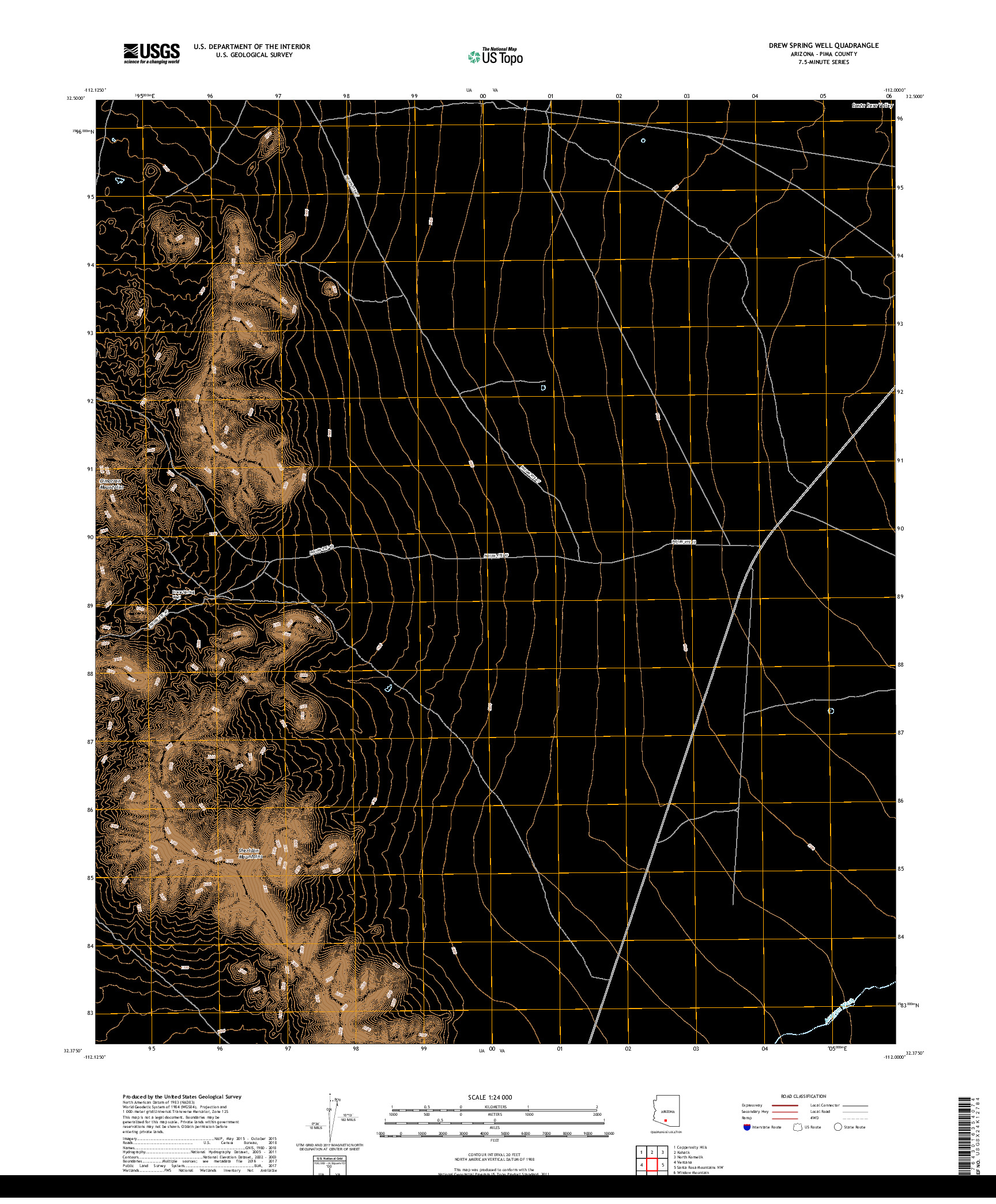 USGS US TOPO 7.5-MINUTE MAP FOR DREW SPRING WELL, AZ 2018