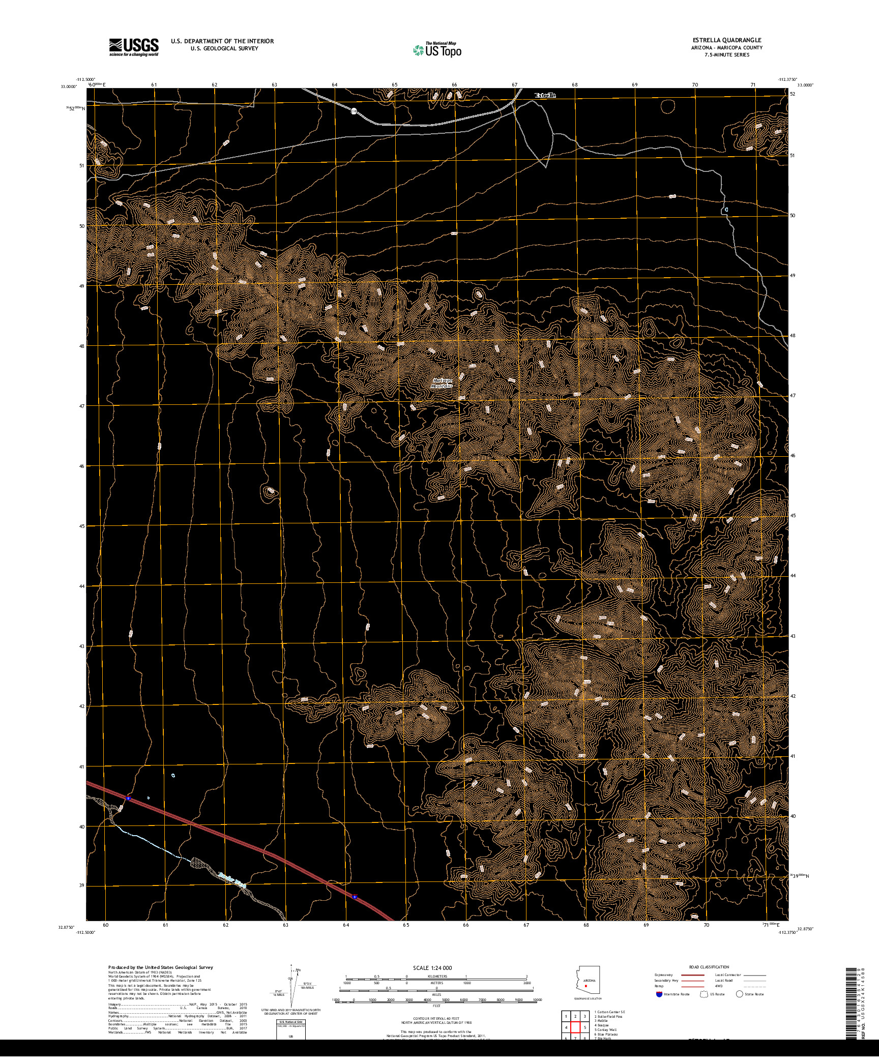 USGS US TOPO 7.5-MINUTE MAP FOR ESTRELLA, AZ 2018