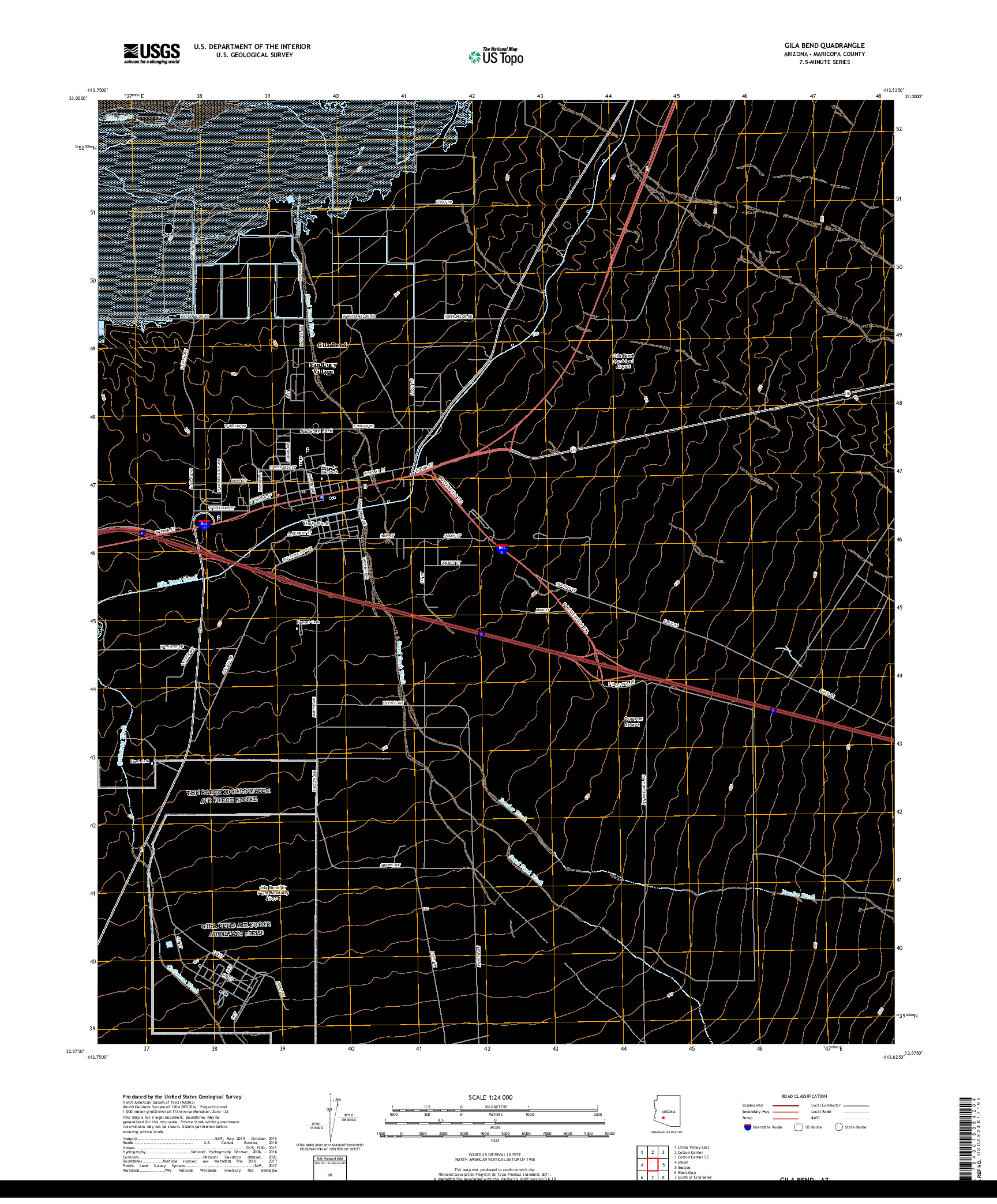 USGS US TOPO 7.5-MINUTE MAP FOR GILA BEND, AZ 2018