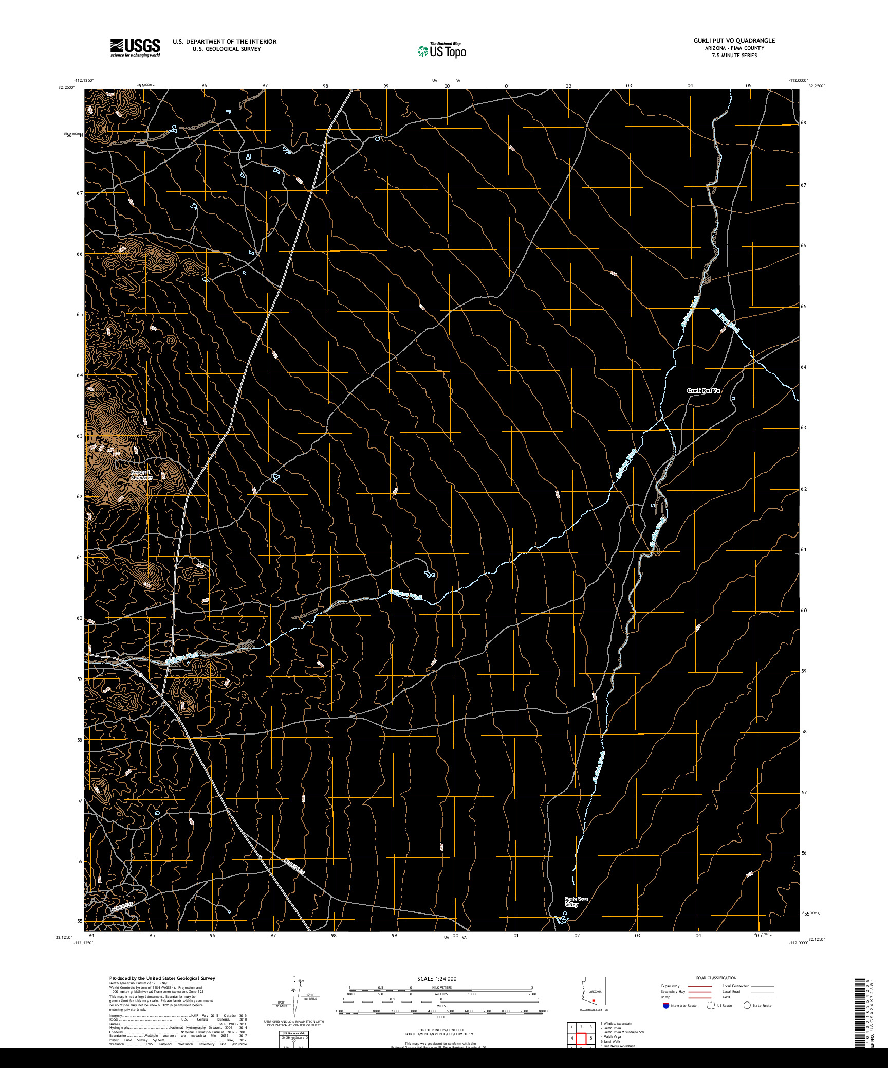 USGS US TOPO 7.5-MINUTE MAP FOR GURLI PUT VO, AZ 2018