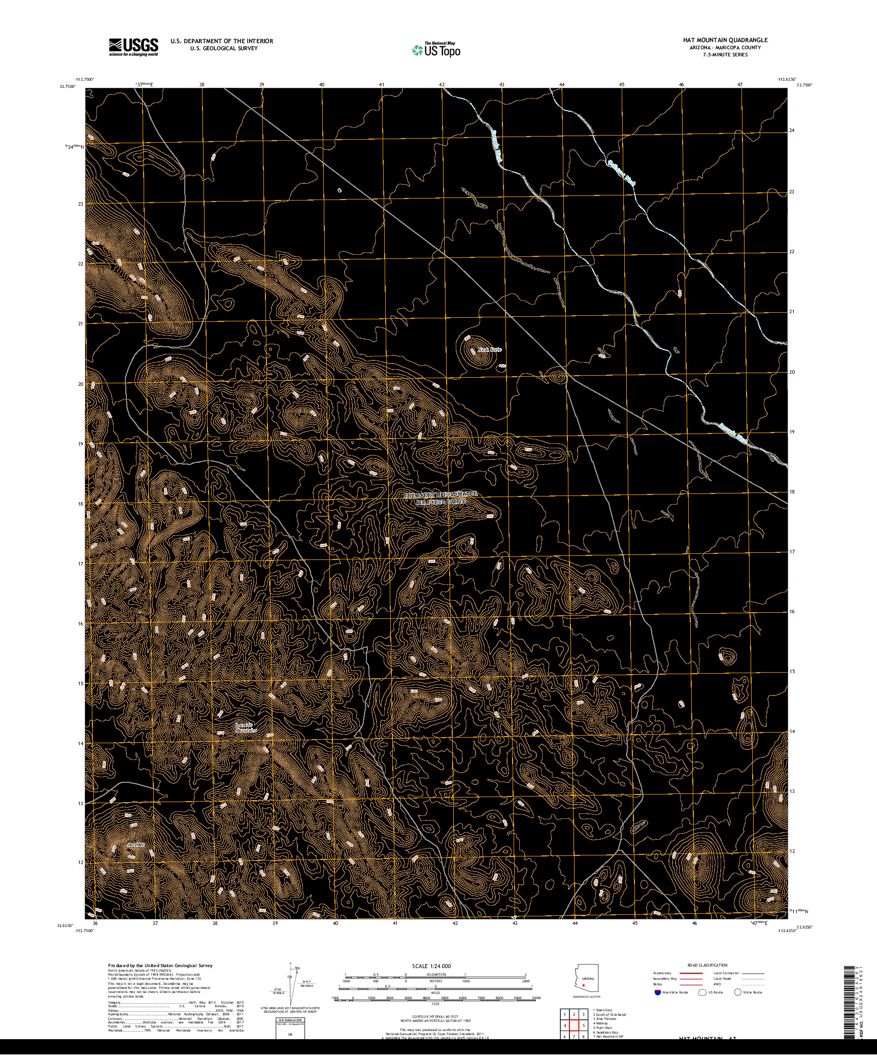 USGS US TOPO 7.5-MINUTE MAP FOR HAT MOUNTAIN, AZ 2018