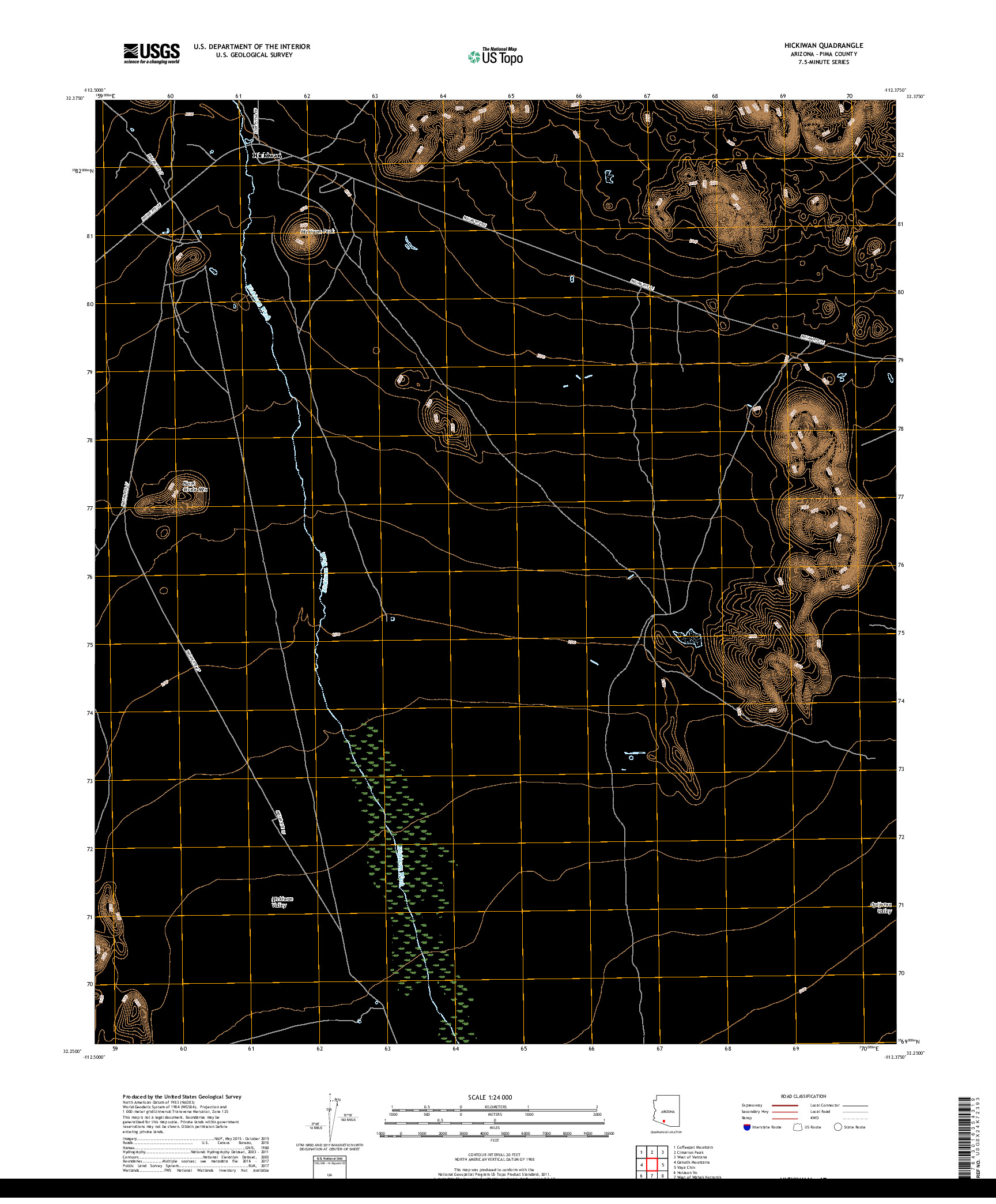 USGS US TOPO 7.5-MINUTE MAP FOR HICKIWAN, AZ 2018