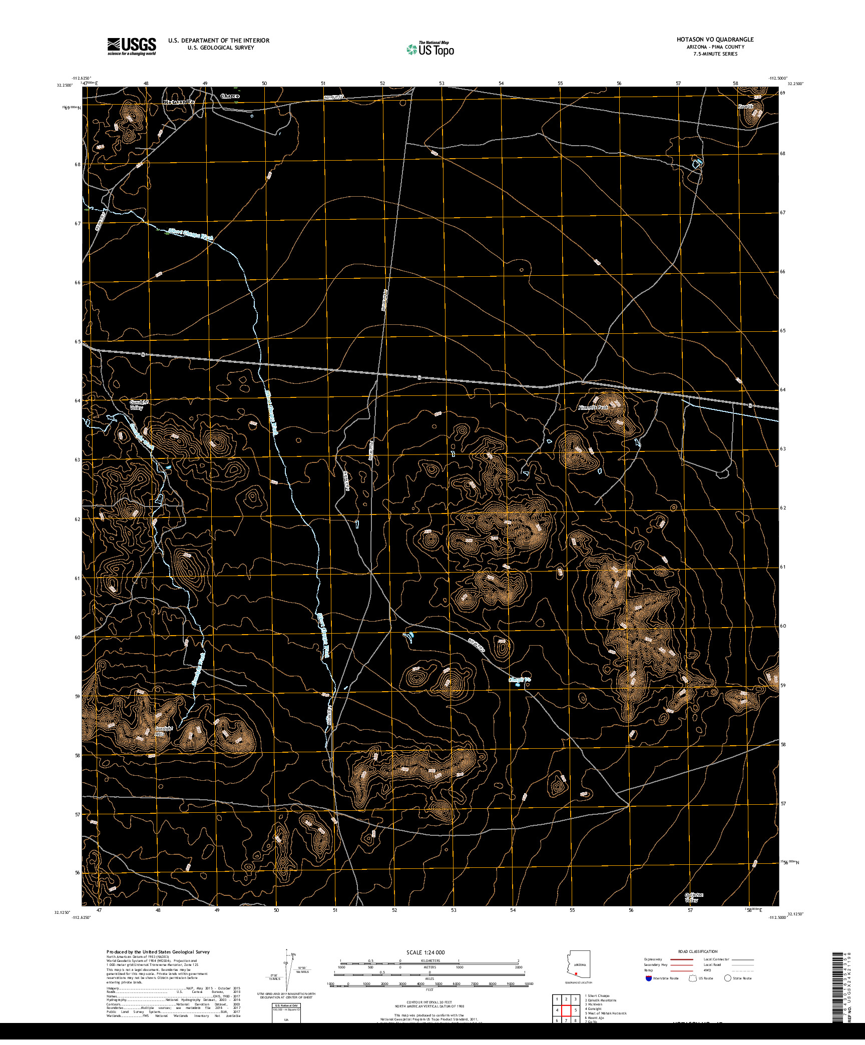 USGS US TOPO 7.5-MINUTE MAP FOR HOTASON VO, AZ 2018