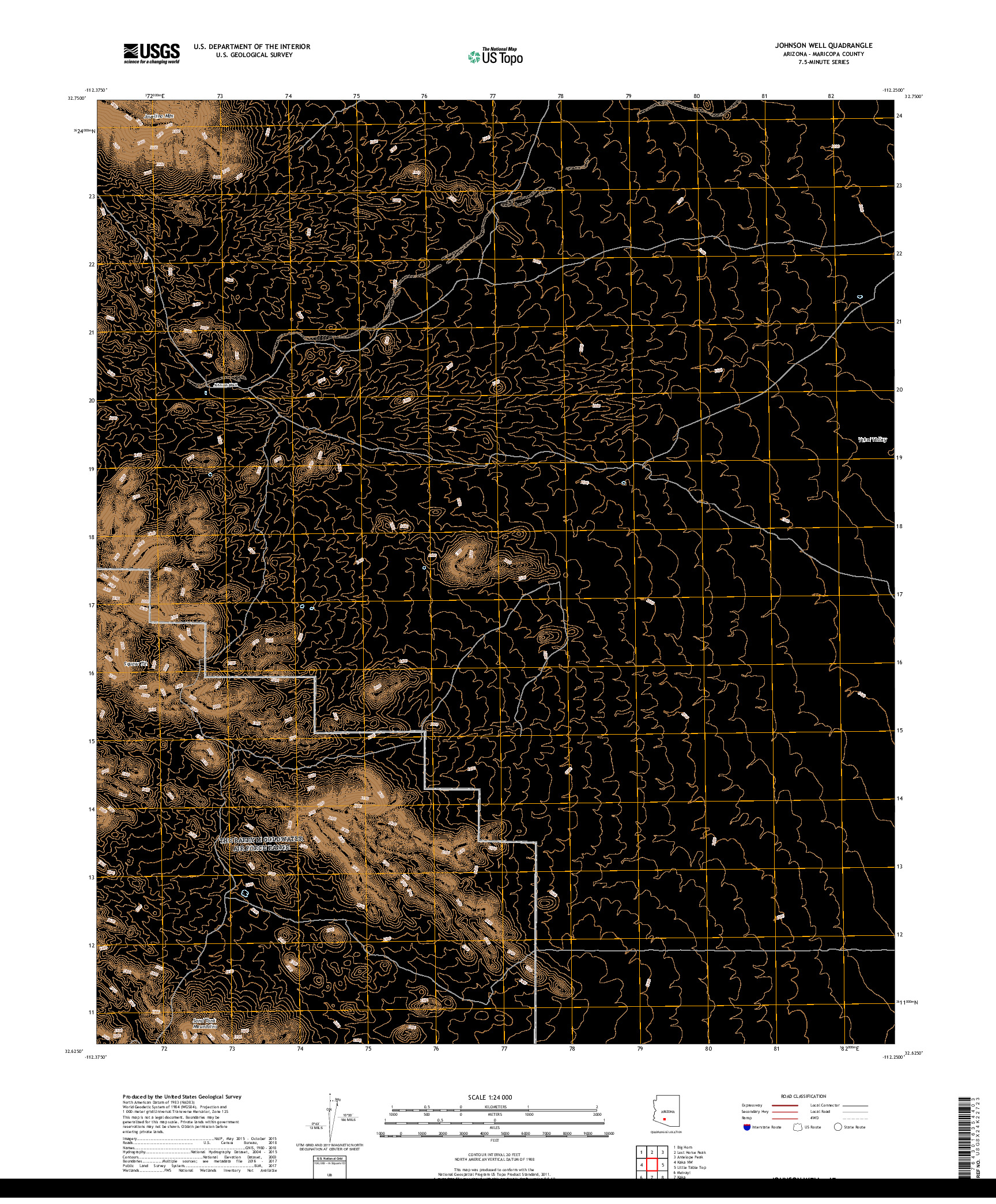 USGS US TOPO 7.5-MINUTE MAP FOR JOHNSON WELL, AZ 2018