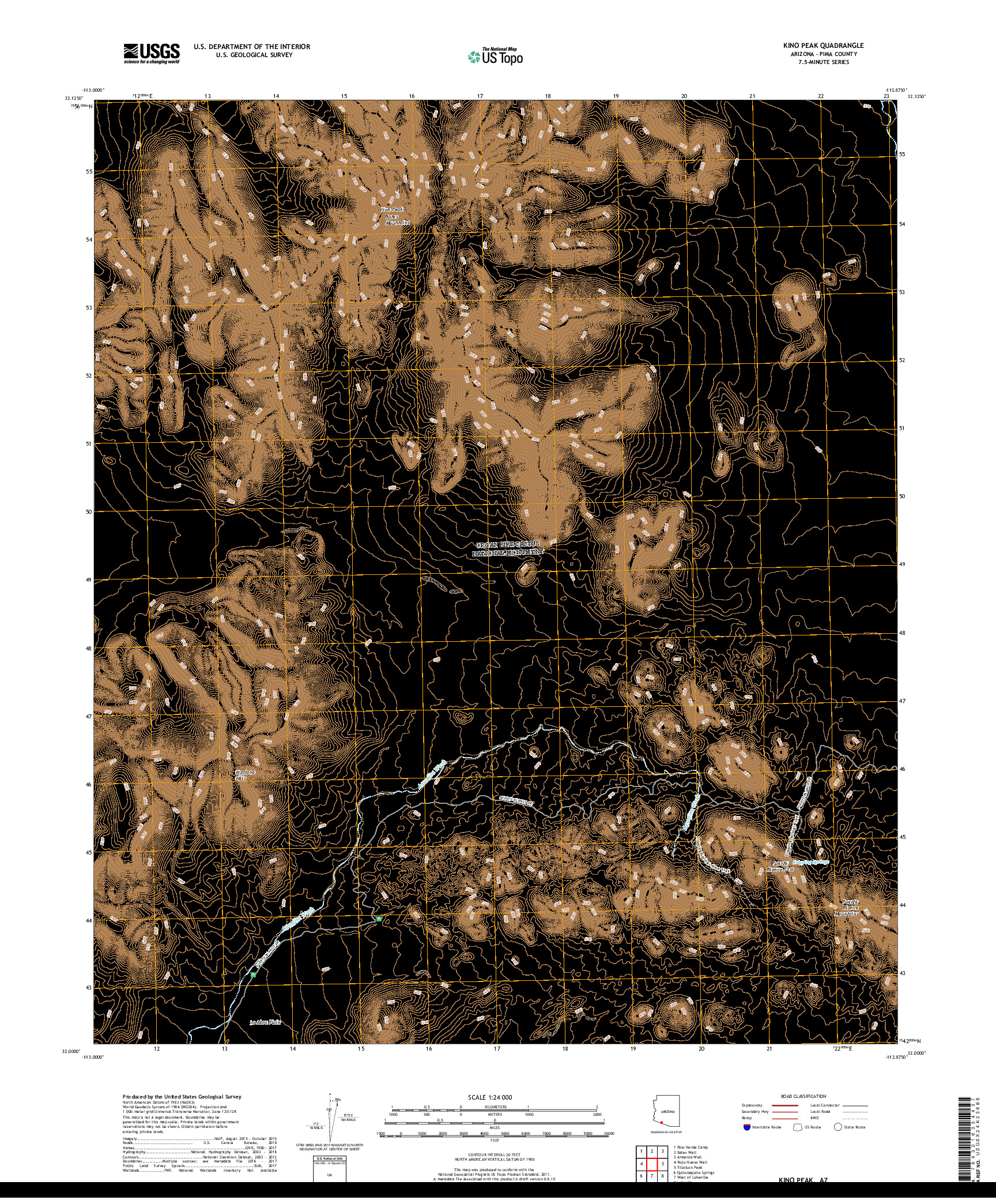 USGS US TOPO 7.5-MINUTE MAP FOR KINO PEAK, AZ 2018
