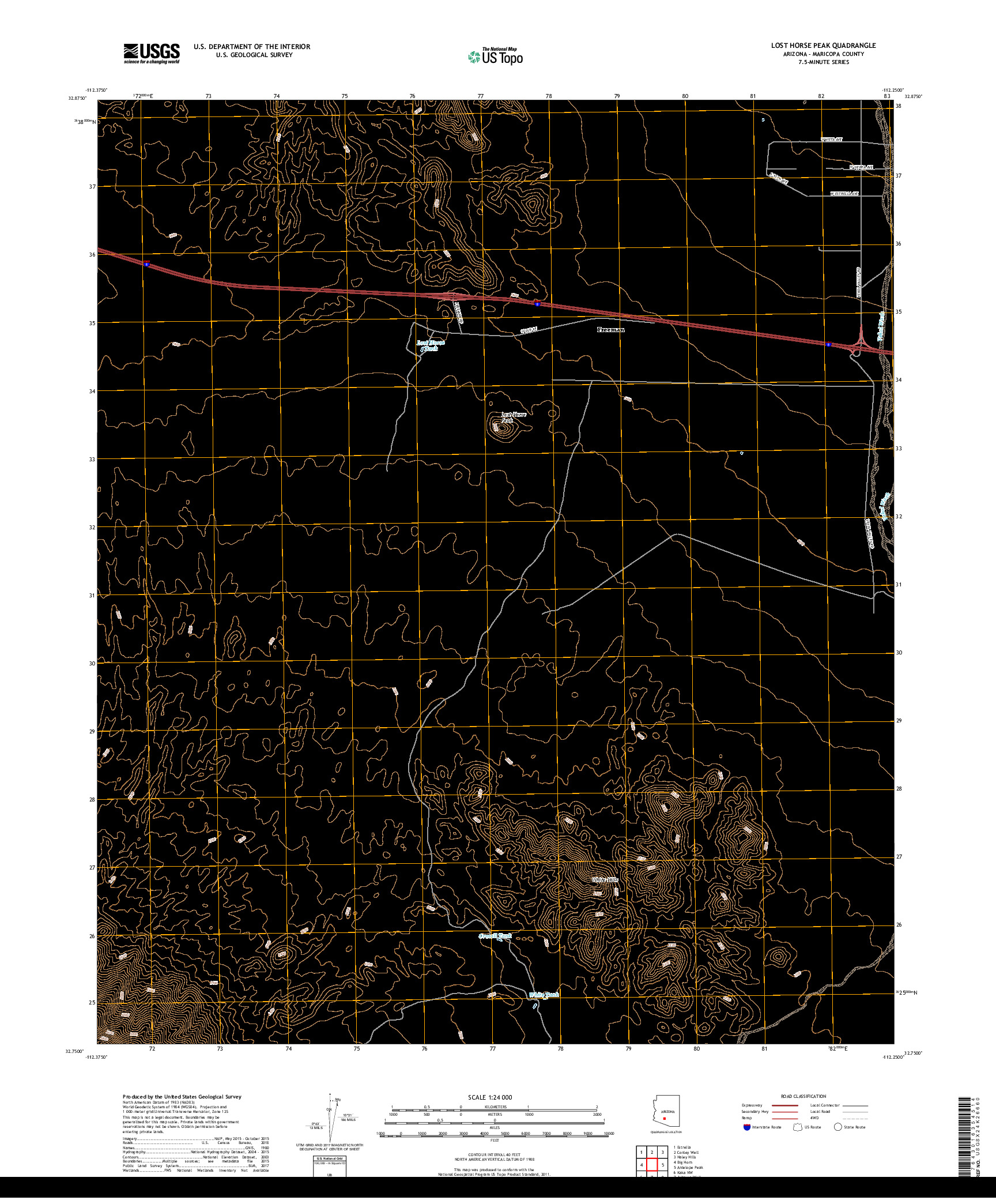 USGS US TOPO 7.5-MINUTE MAP FOR LOST HORSE PEAK, AZ 2018