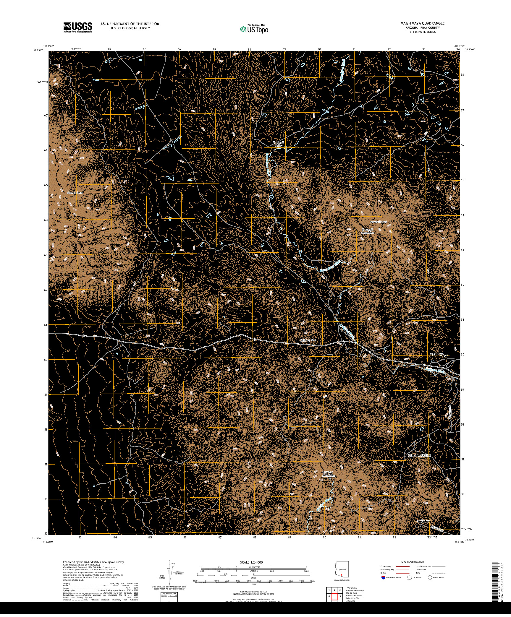USGS US TOPO 7.5-MINUTE MAP FOR MAISH VAYA, AZ 2018