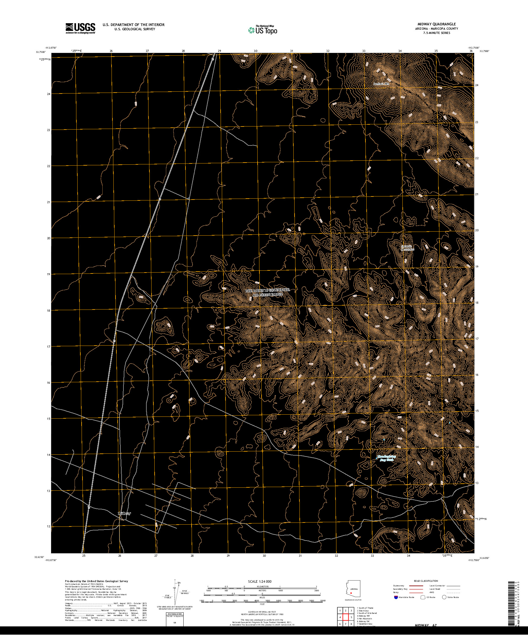 USGS US TOPO 7.5-MINUTE MAP FOR MIDWAY, AZ 2018