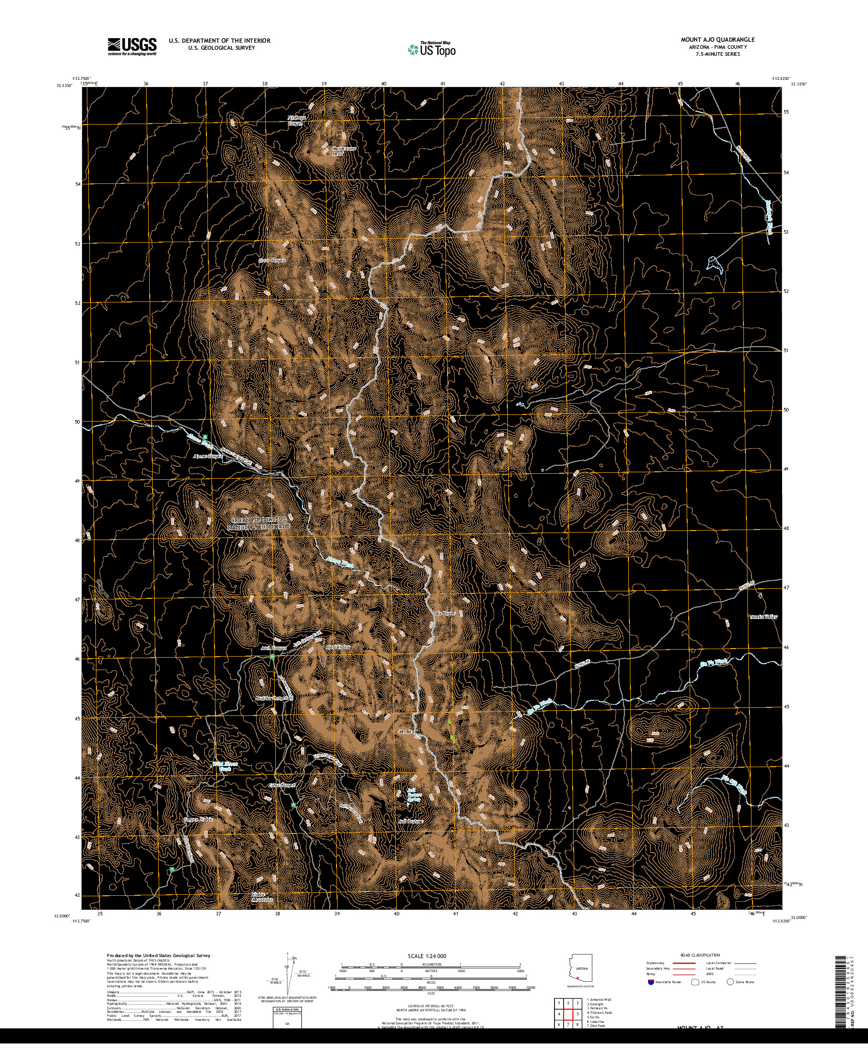 USGS US TOPO 7.5-MINUTE MAP FOR MOUNT AJO, AZ 2018