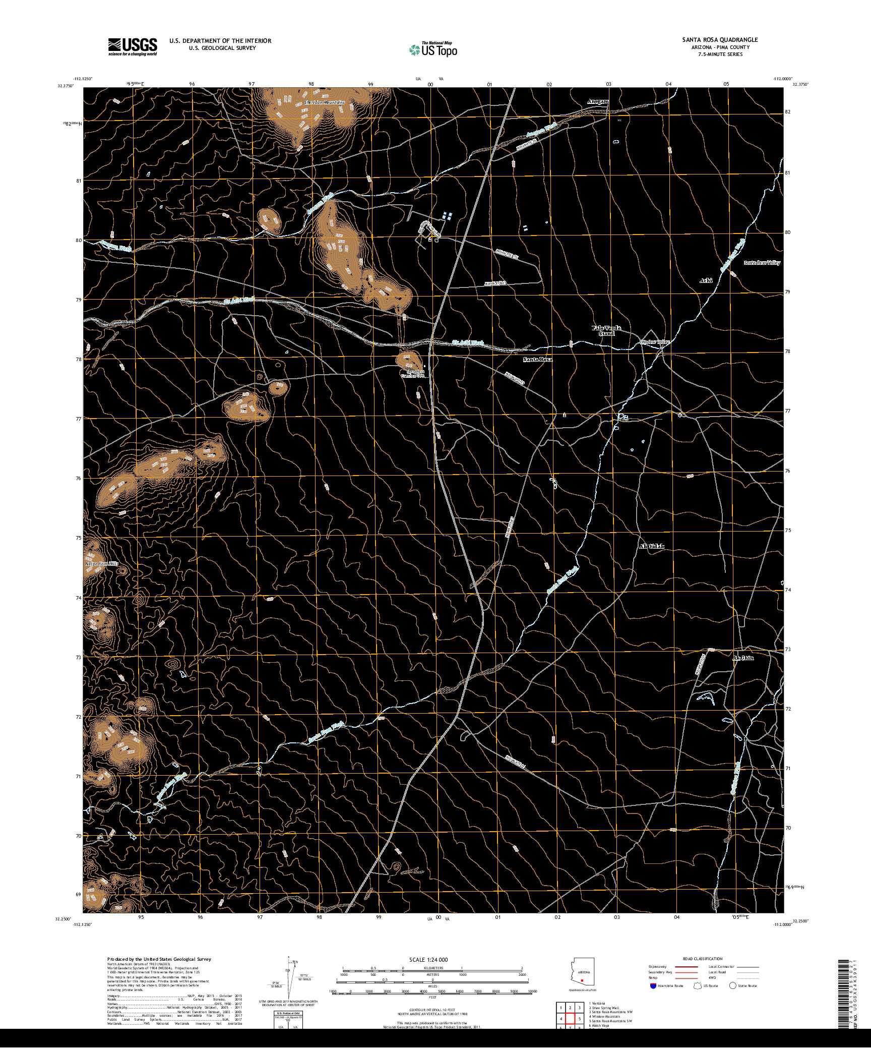 USGS US TOPO 7.5-MINUTE MAP FOR SANTA ROSA, AZ 2018
