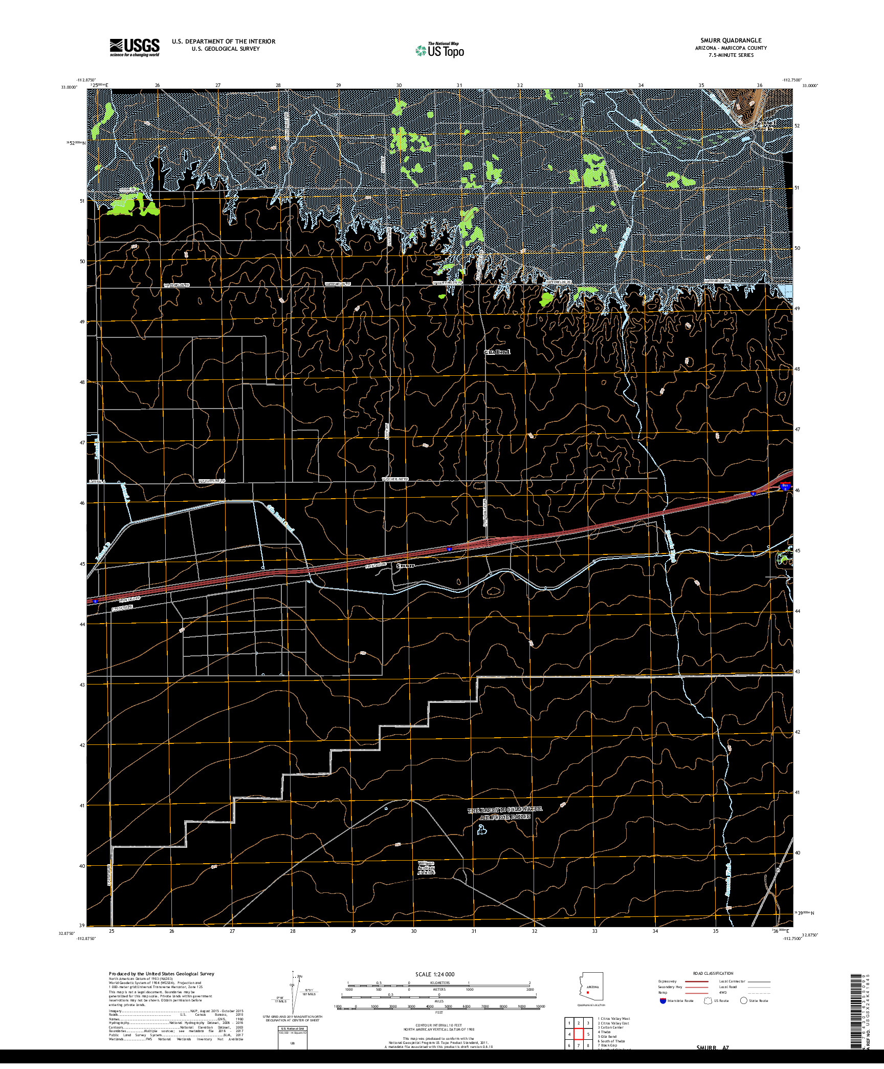 USGS US TOPO 7.5-MINUTE MAP FOR SMURR, AZ 2018