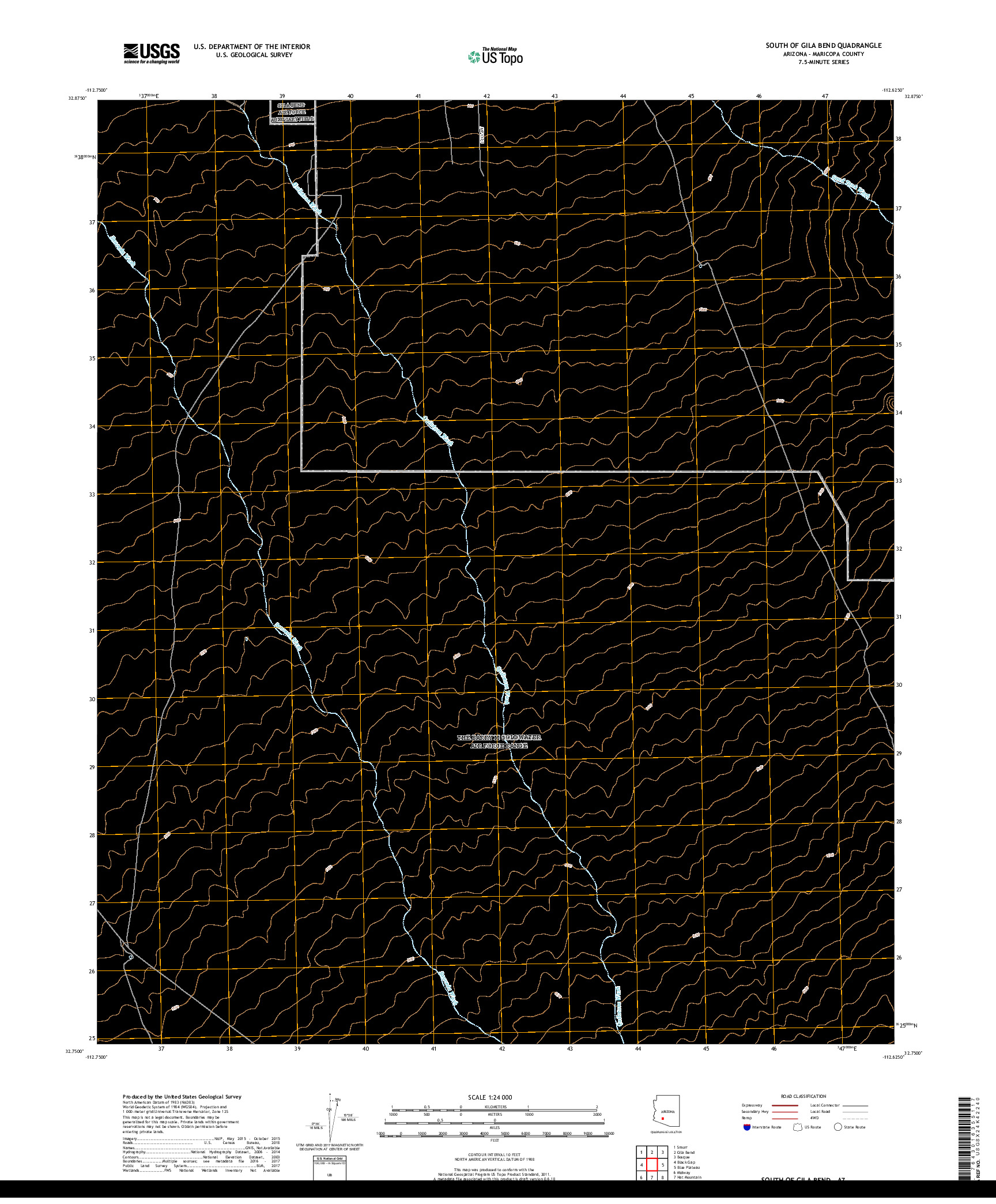 USGS US TOPO 7.5-MINUTE MAP FOR SOUTH OF GILA BEND, AZ 2018