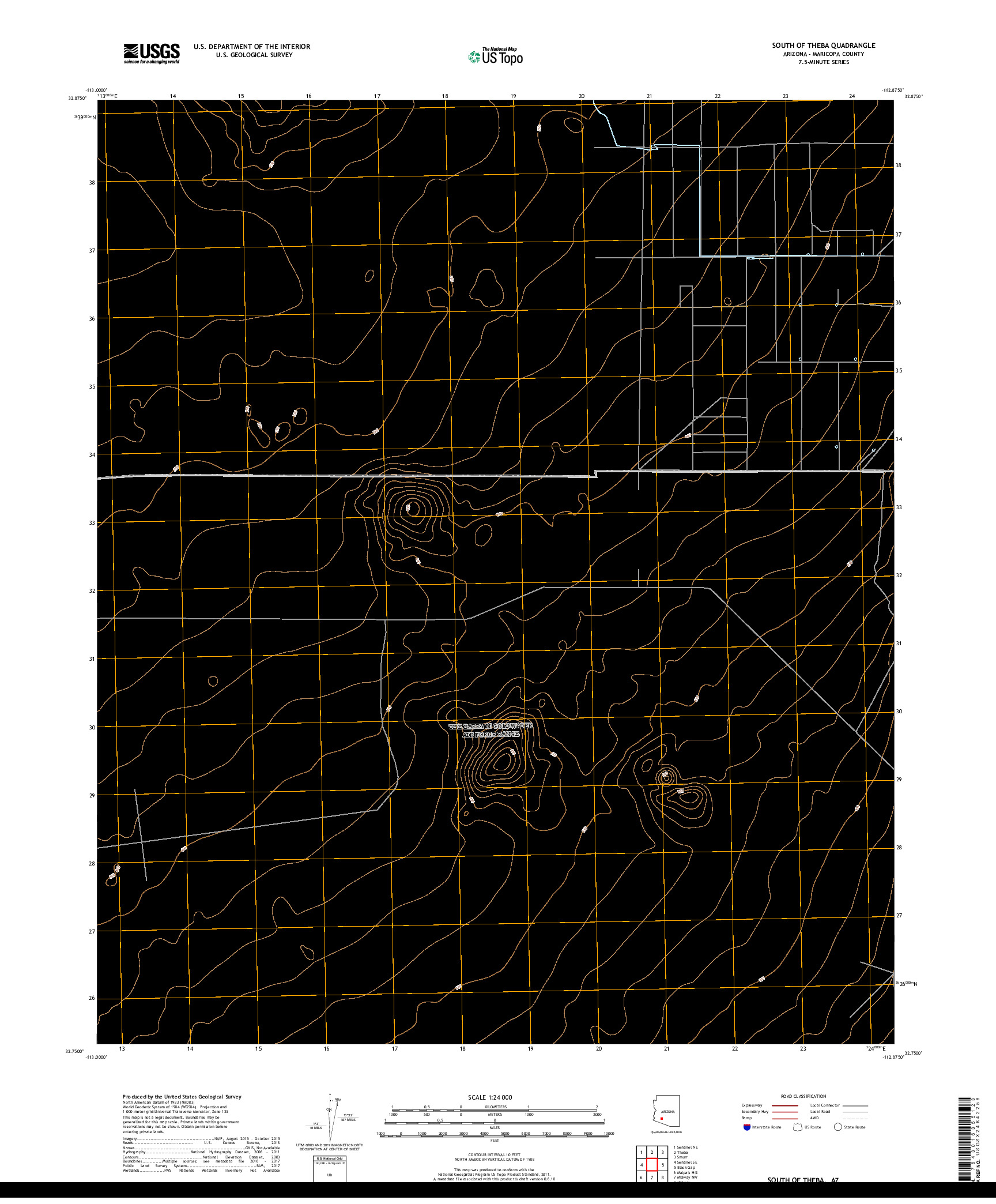 USGS US TOPO 7.5-MINUTE MAP FOR SOUTH OF THEBA, AZ 2018