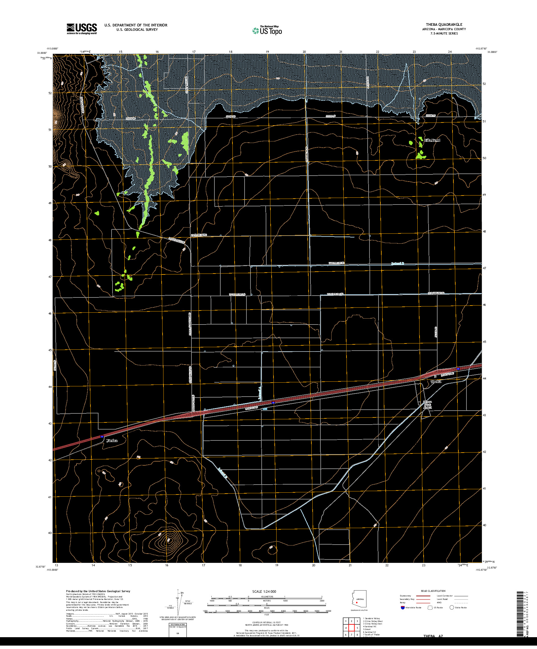 USGS US TOPO 7.5-MINUTE MAP FOR THEBA, AZ 2018