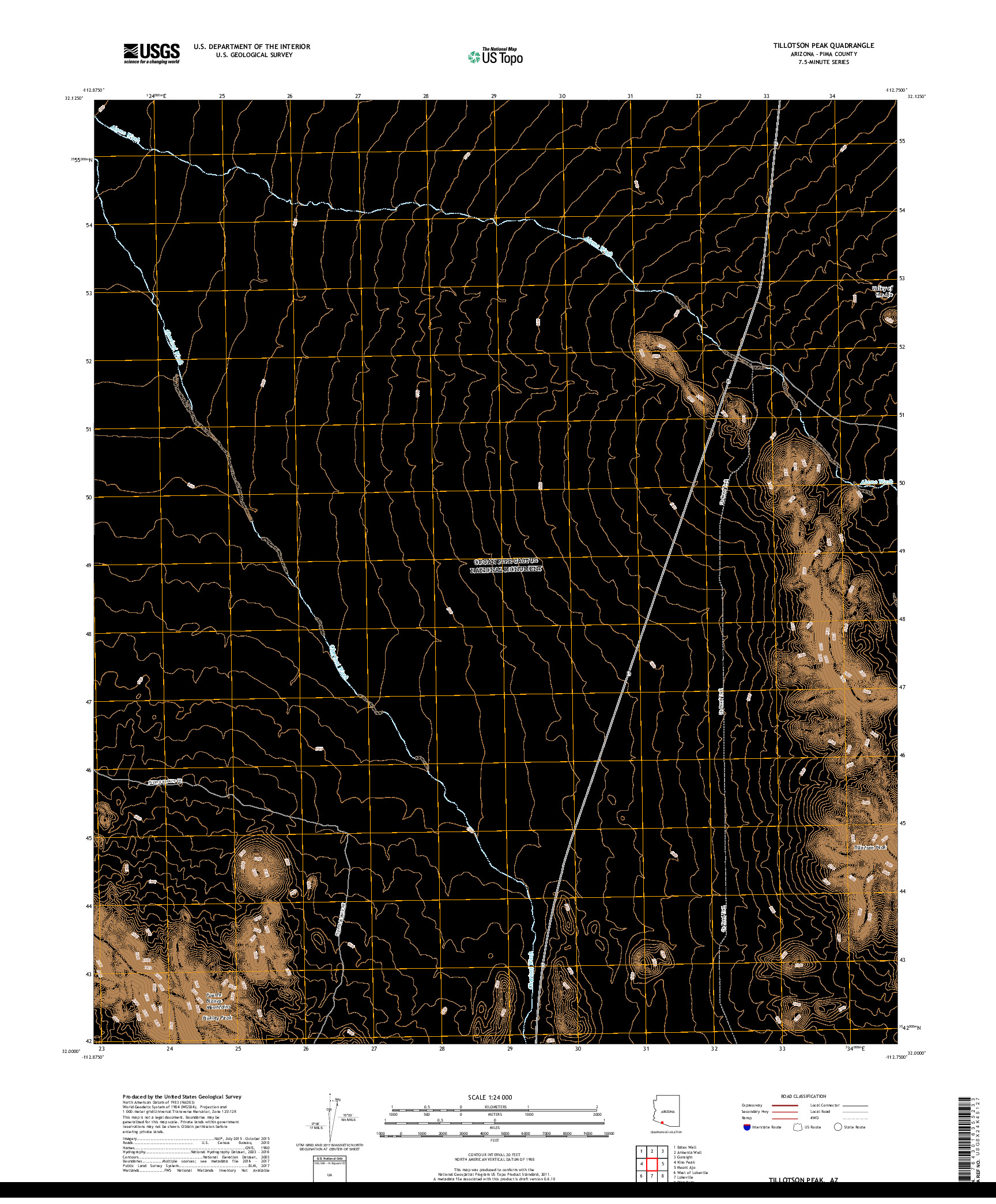 USGS US TOPO 7.5-MINUTE MAP FOR TILLOTSON PEAK, AZ 2018