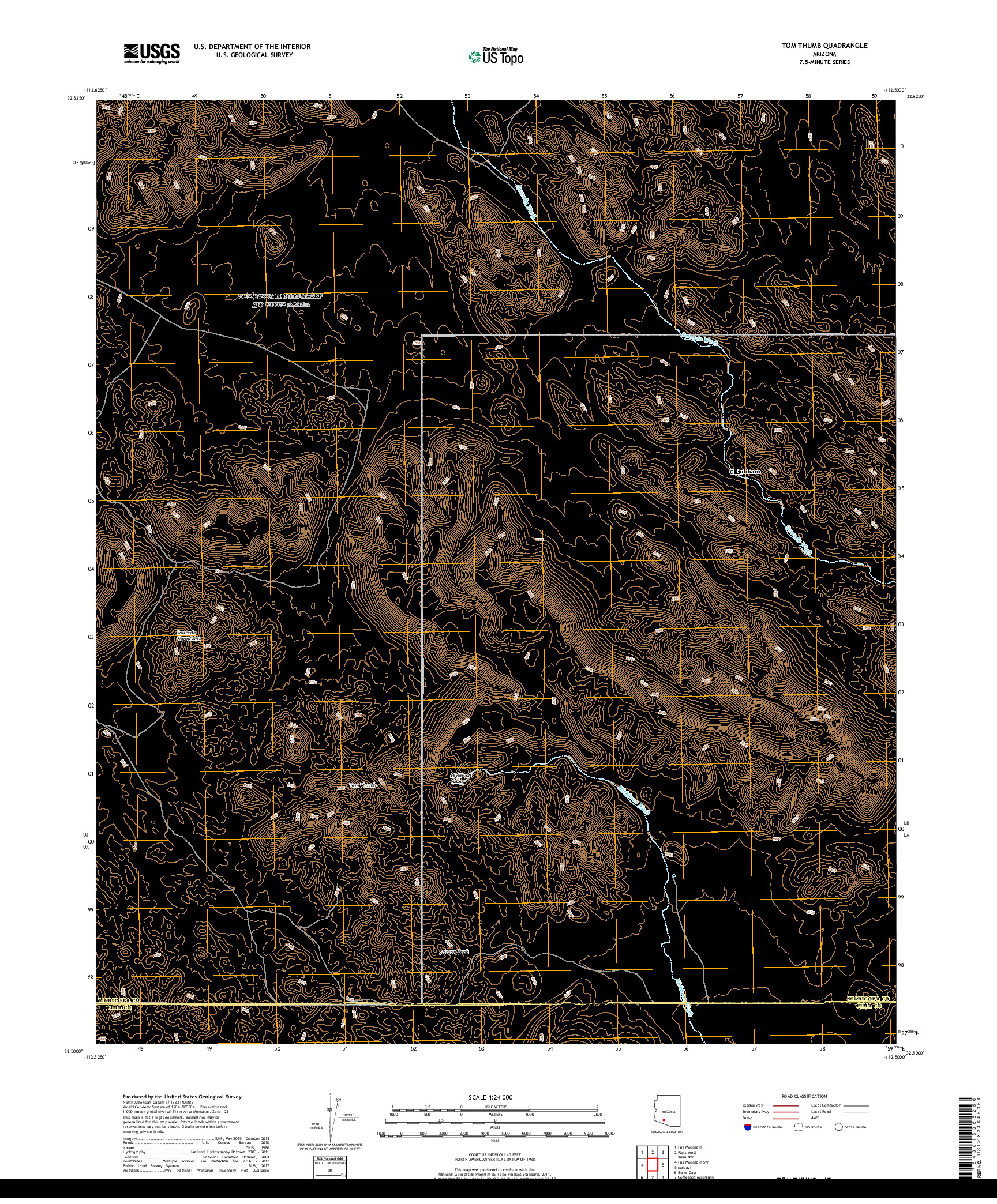 USGS US TOPO 7.5-MINUTE MAP FOR TOM THUMB, AZ 2018