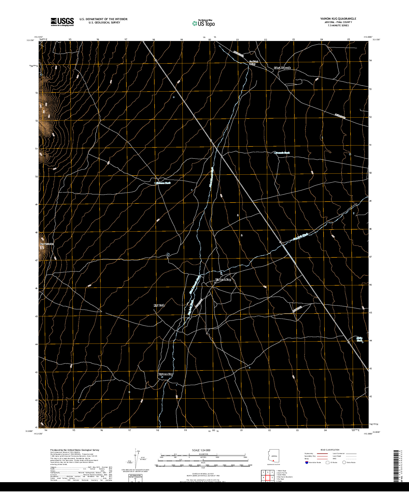 USGS US TOPO 7.5-MINUTE MAP FOR VAINOM KUG, AZ 2018