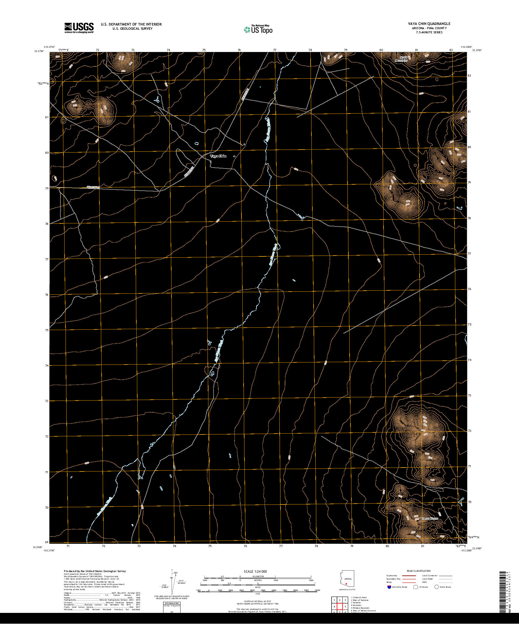 USGS US TOPO 7.5-MINUTE MAP FOR VAYA CHIN, AZ 2018