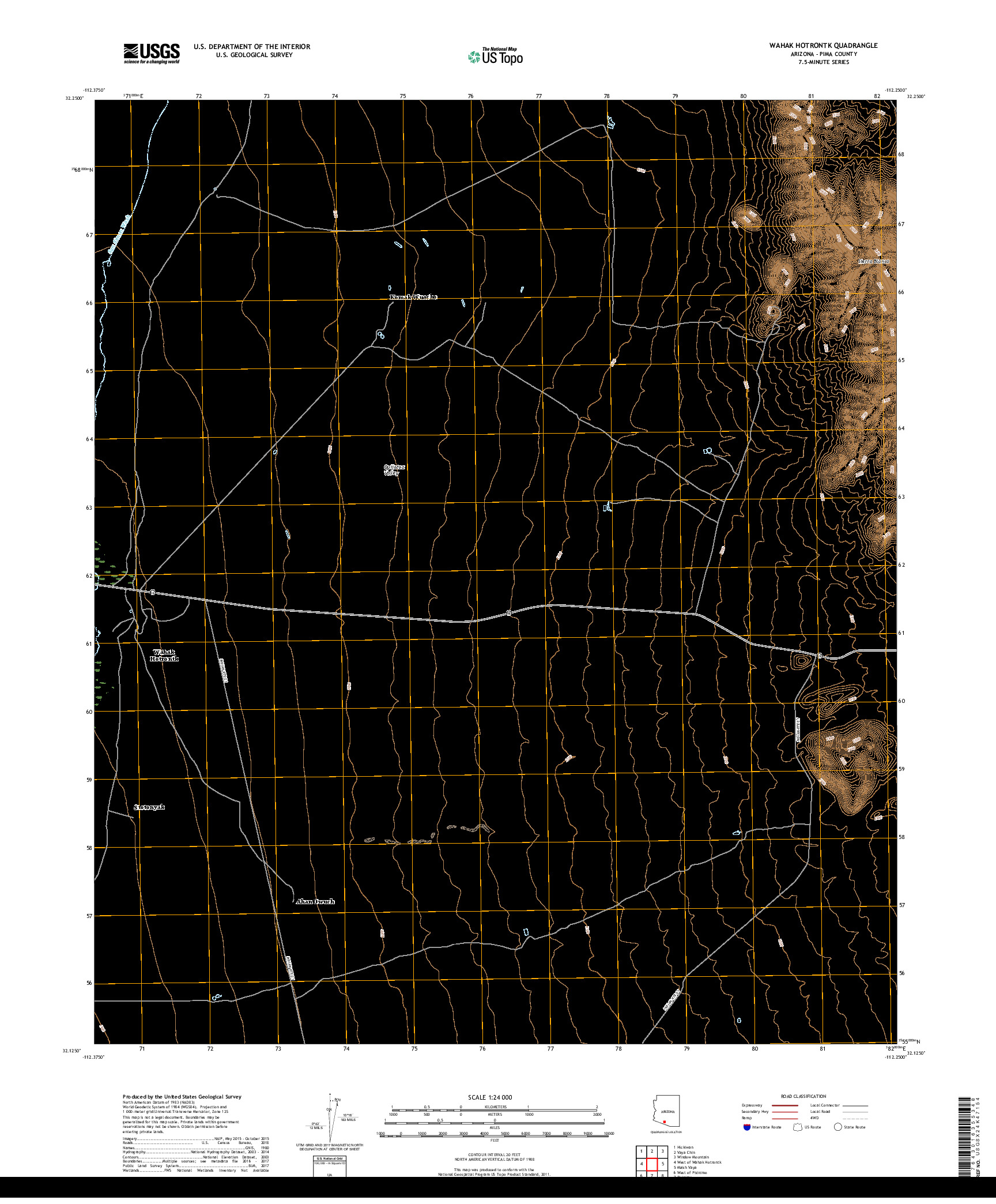 USGS US TOPO 7.5-MINUTE MAP FOR WAHAK HOTRONTK, AZ 2018