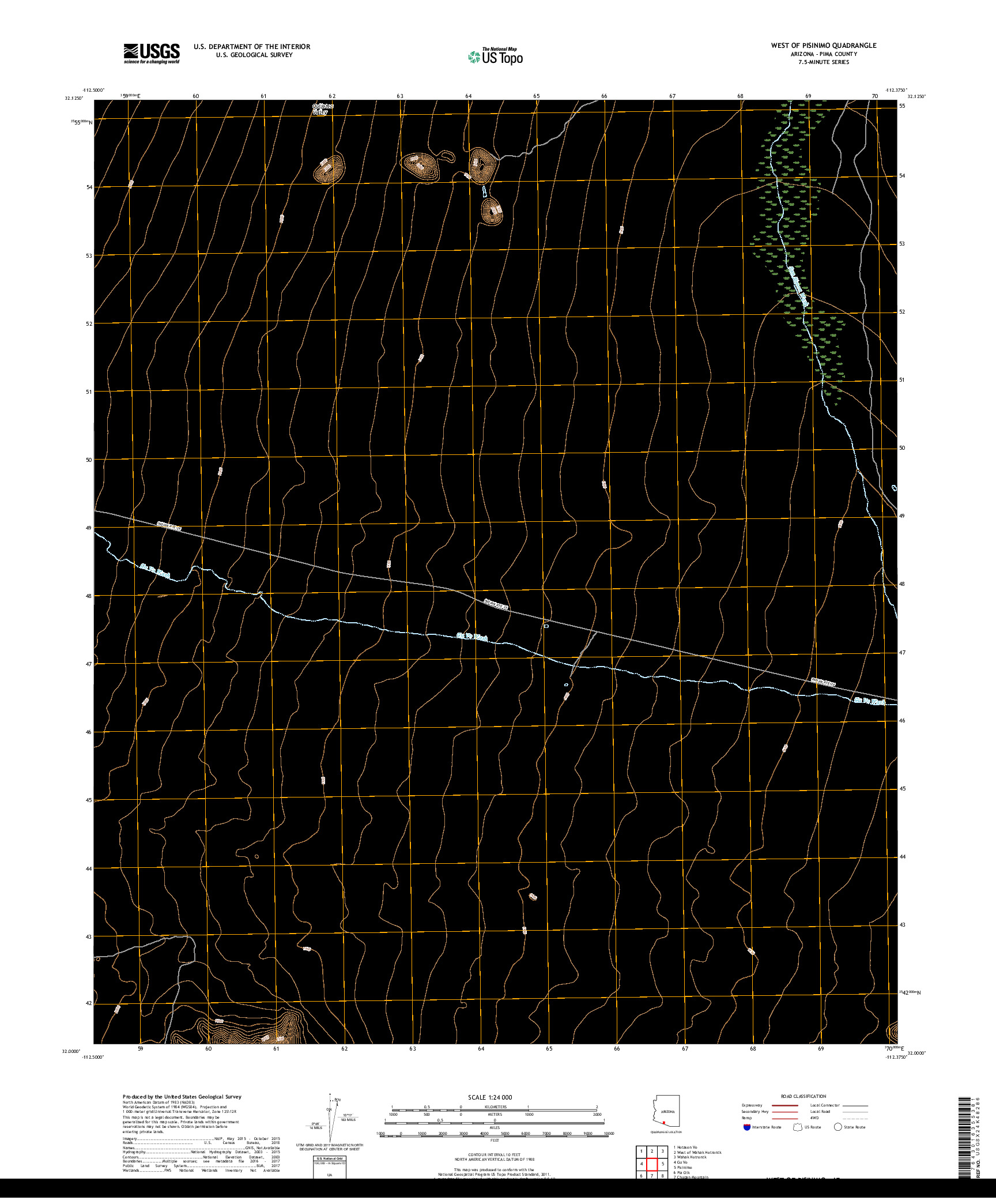 USGS US TOPO 7.5-MINUTE MAP FOR WEST OF PISINIMO, AZ 2018