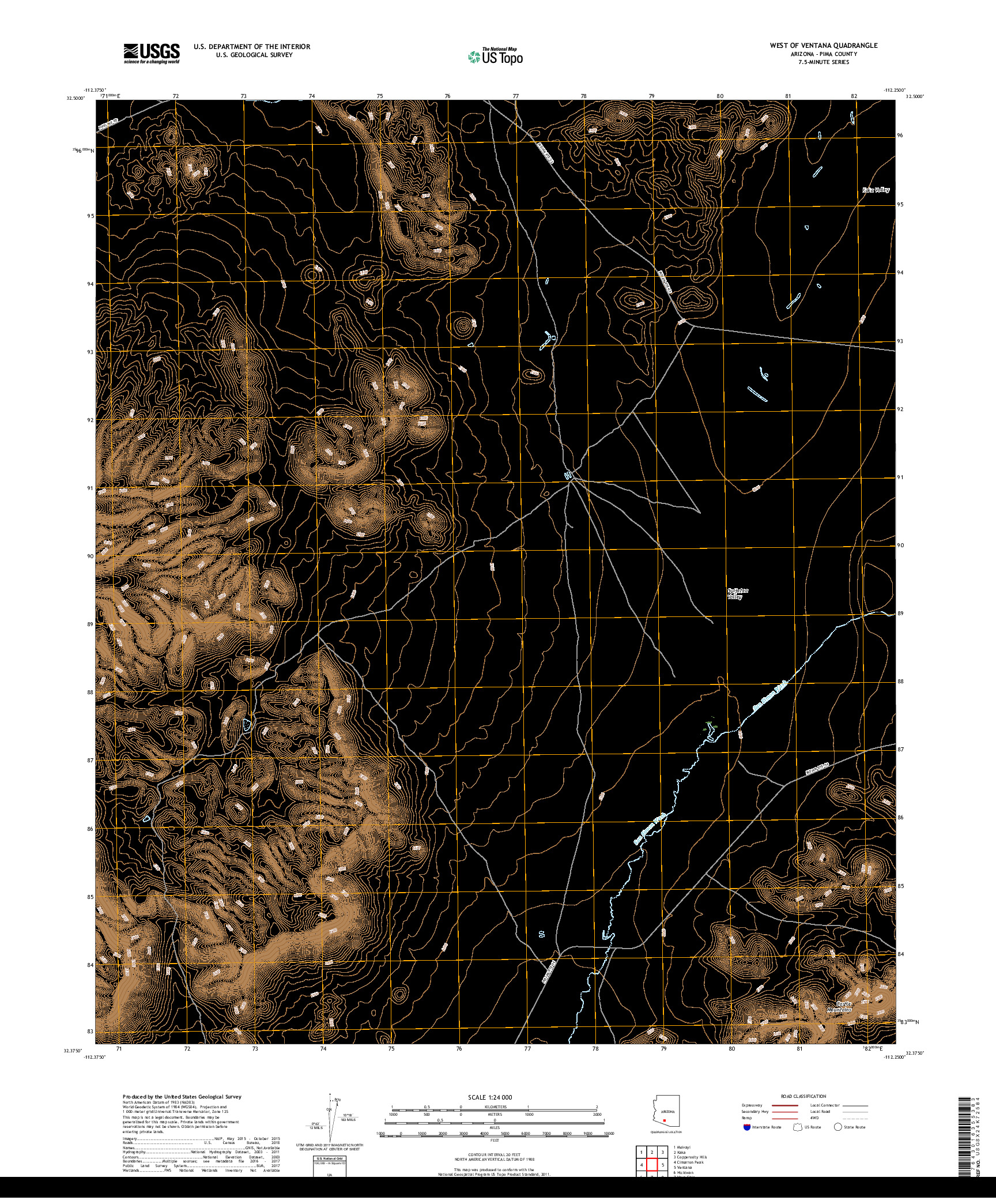 USGS US TOPO 7.5-MINUTE MAP FOR WEST OF VENTANA, AZ 2018