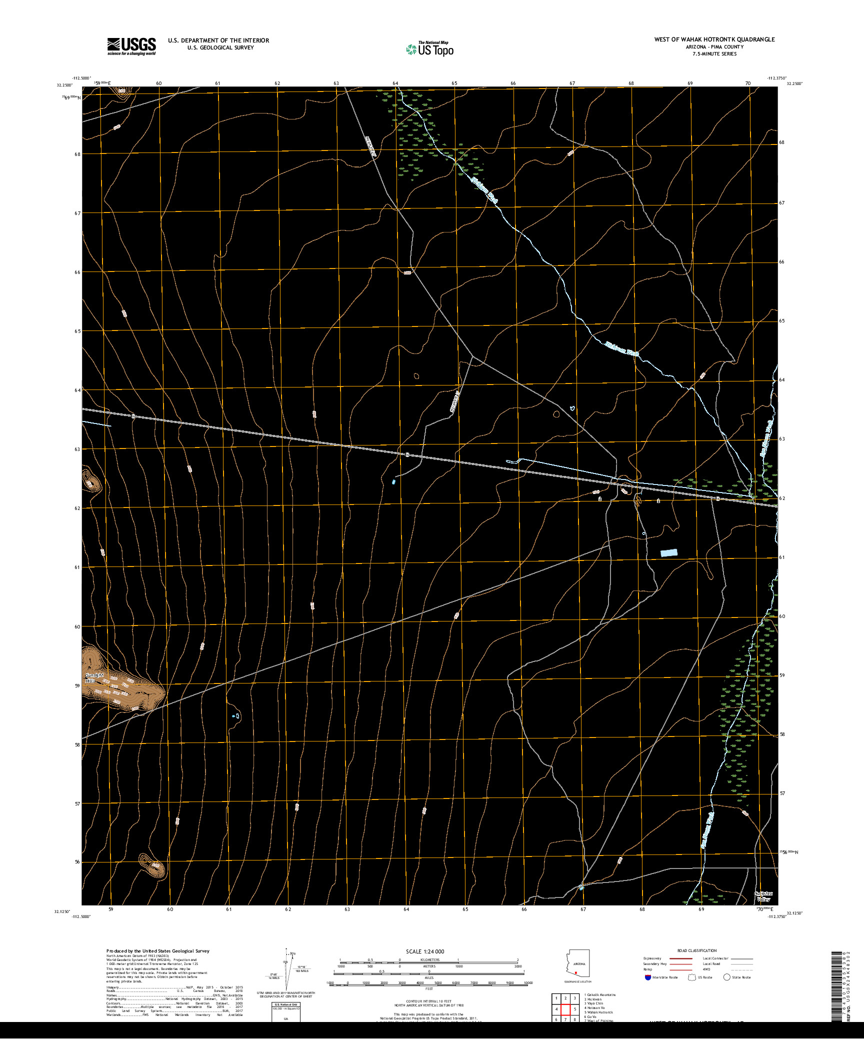 USGS US TOPO 7.5-MINUTE MAP FOR WEST OF WAHAK HOTRONTK, AZ 2018