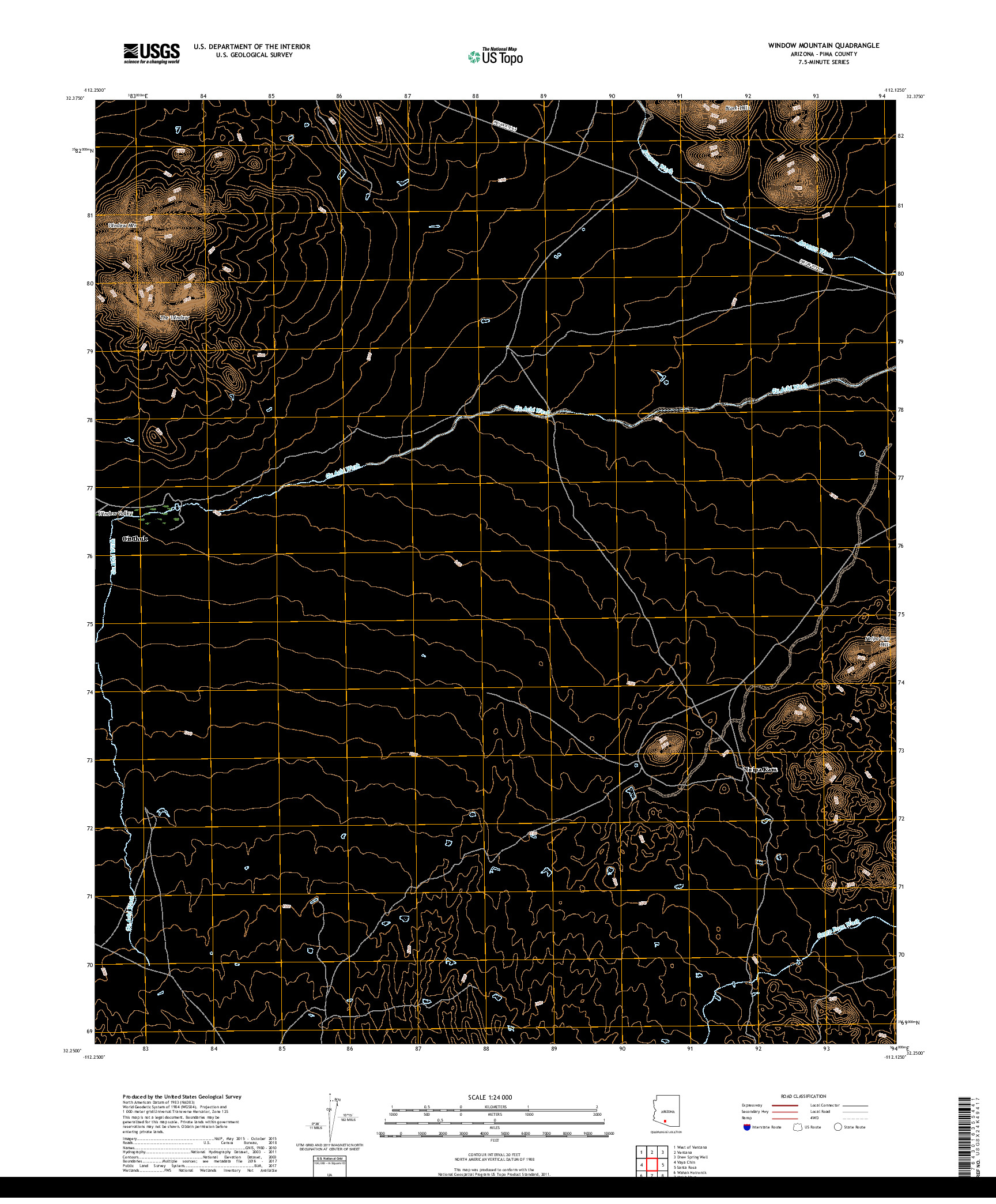 USGS US TOPO 7.5-MINUTE MAP FOR WINDOW MOUNTAIN, AZ 2018