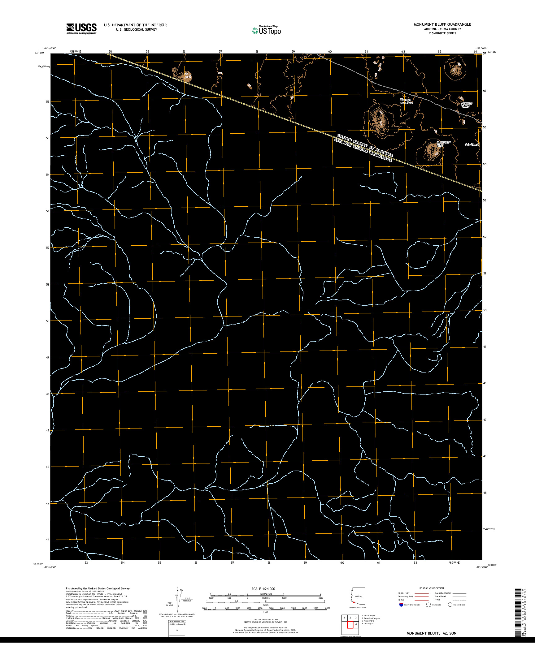 USGS US TOPO 7.5-MINUTE MAP FOR MONUMENT BLUFF, AZ,SON 2018