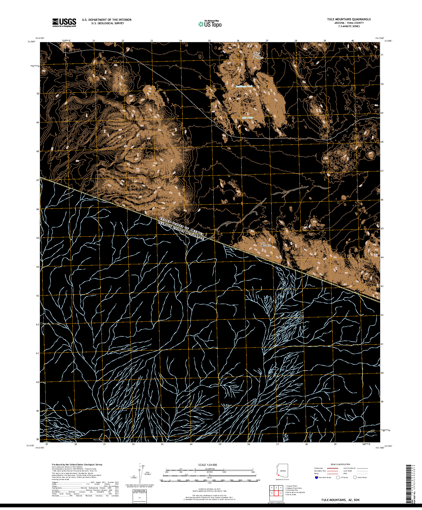 USGS US TOPO 7.5-MINUTE MAP FOR TULE MOUNTAINS, AZ,SON 2018