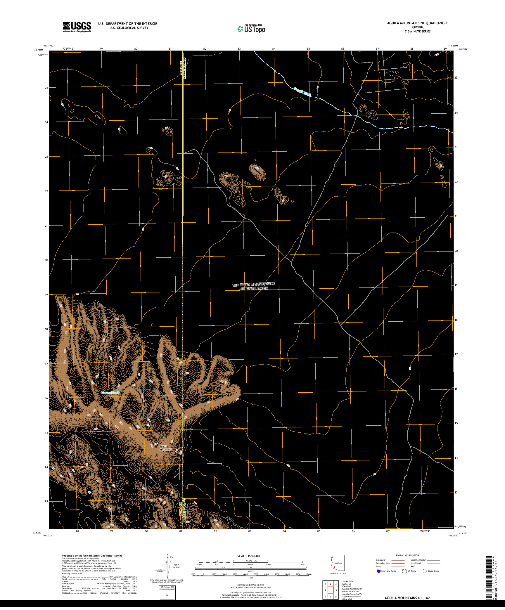 USGS US TOPO 7.5-MINUTE MAP FOR AGUILA MOUNTAINS NE, AZ 2018