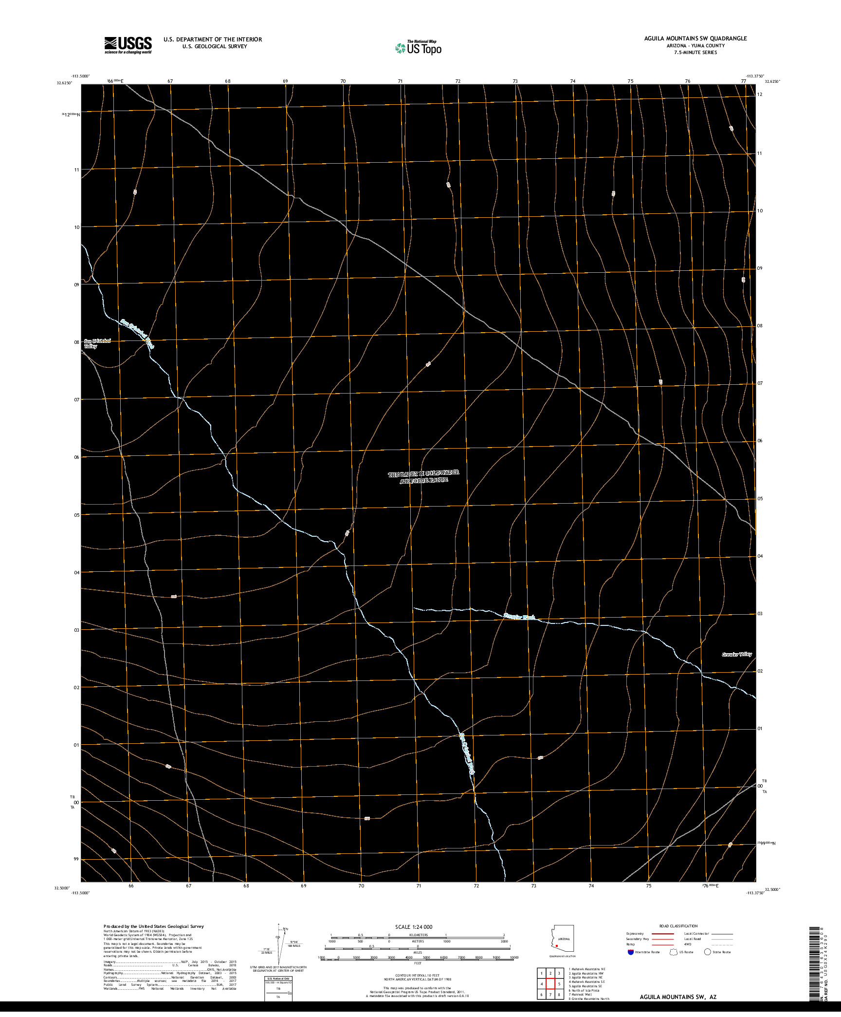 USGS US TOPO 7.5-MINUTE MAP FOR AGUILA MOUNTAINS SW, AZ 2018