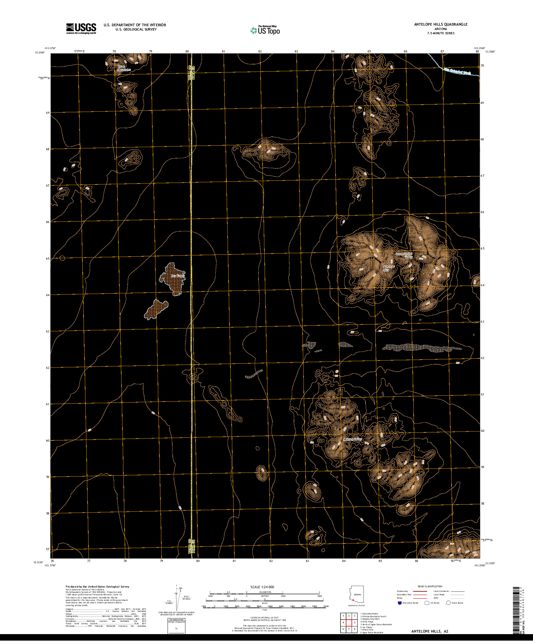 USGS US TOPO 7.5-MINUTE MAP FOR ANTELOPE HILLS, AZ 2018