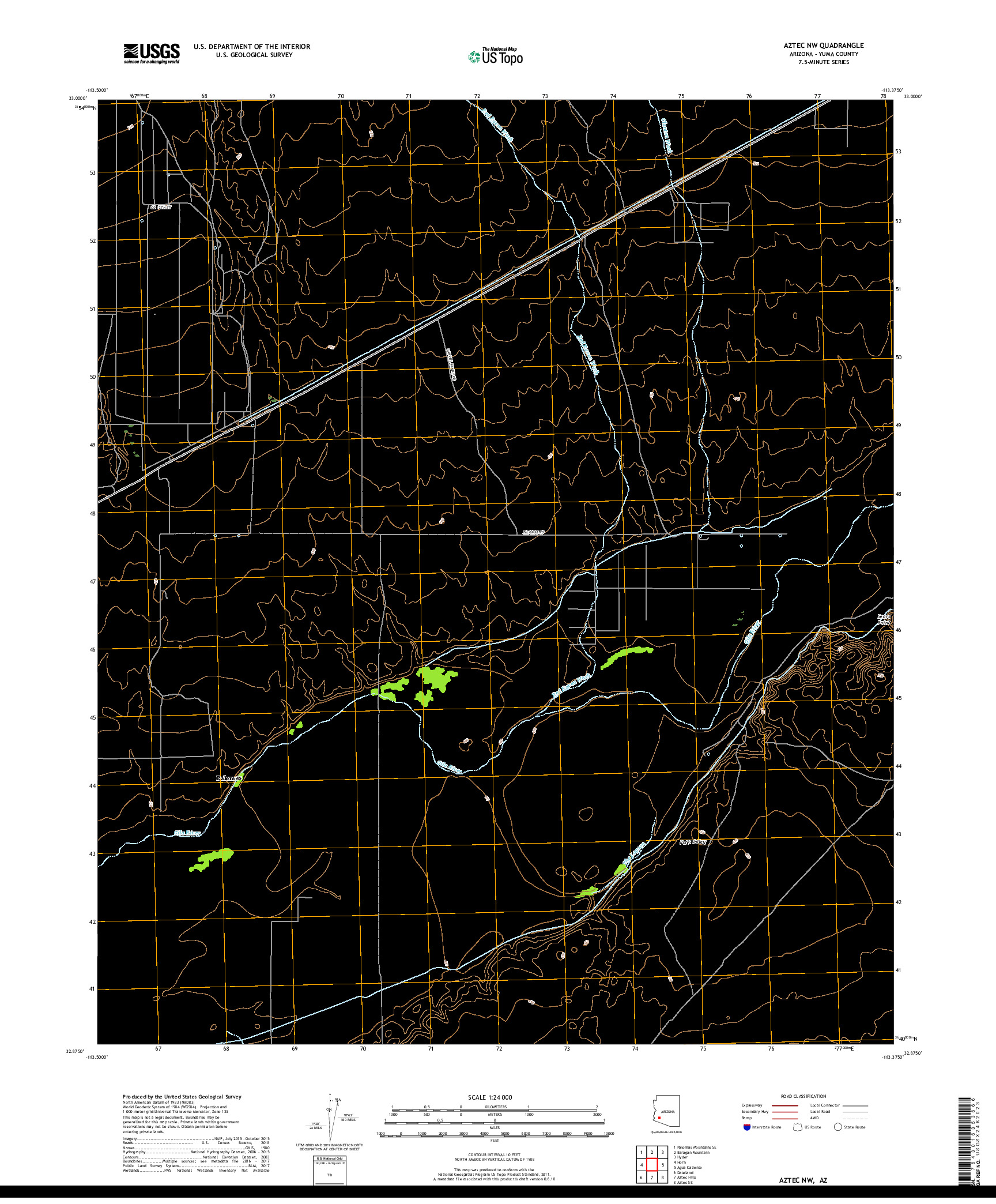 USGS US TOPO 7.5-MINUTE MAP FOR AZTEC NW, AZ 2018