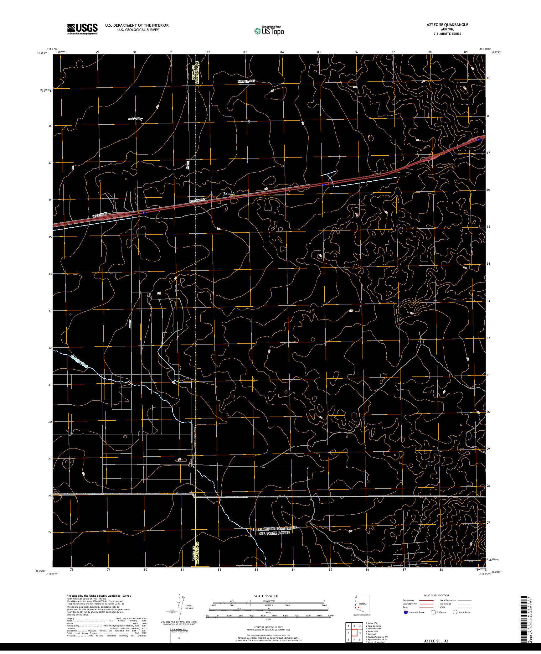 USGS US TOPO 7.5-MINUTE MAP FOR AZTEC SE, AZ 2018