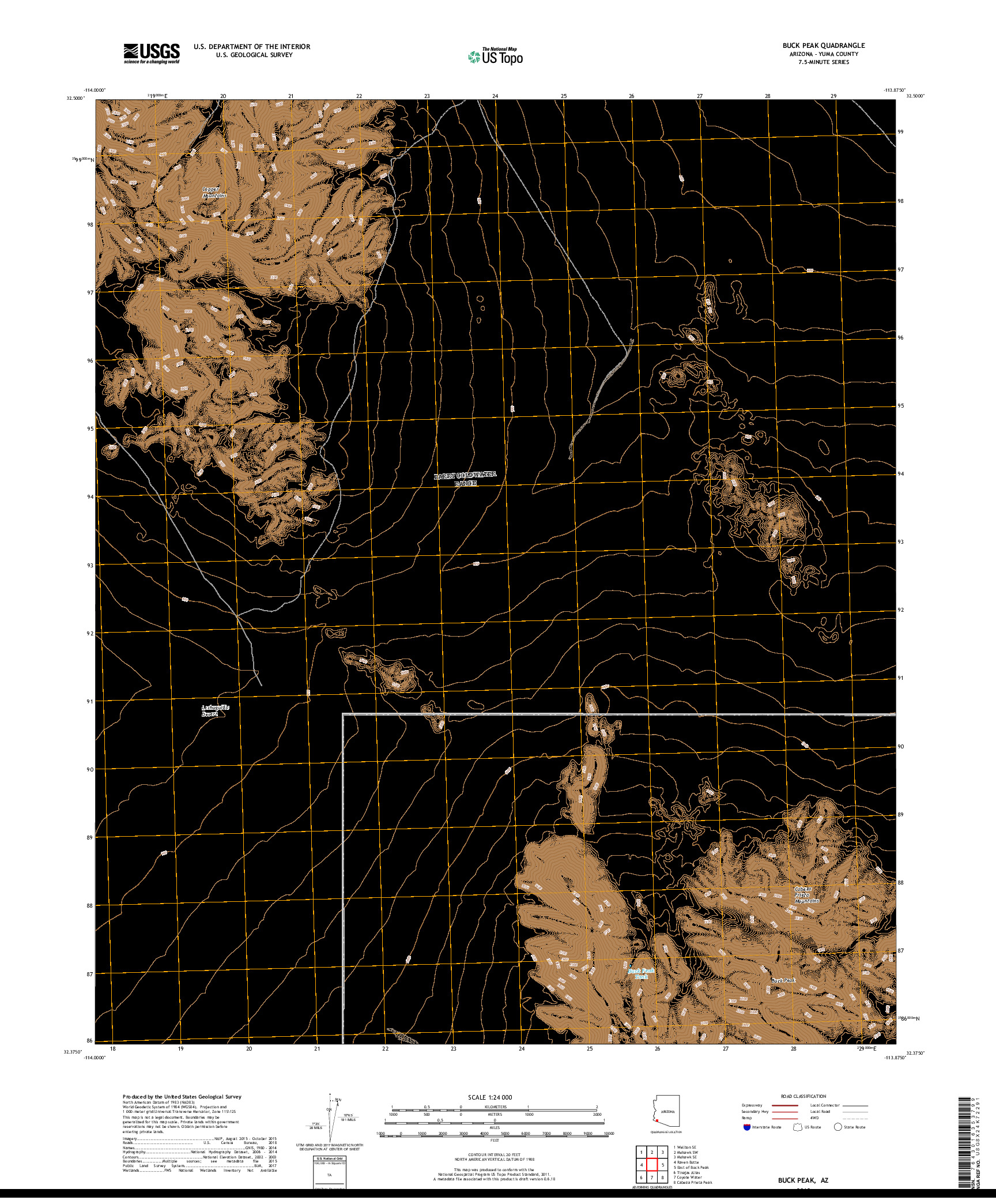 USGS US TOPO 7.5-MINUTE MAP FOR BUCK PEAK, AZ 2018