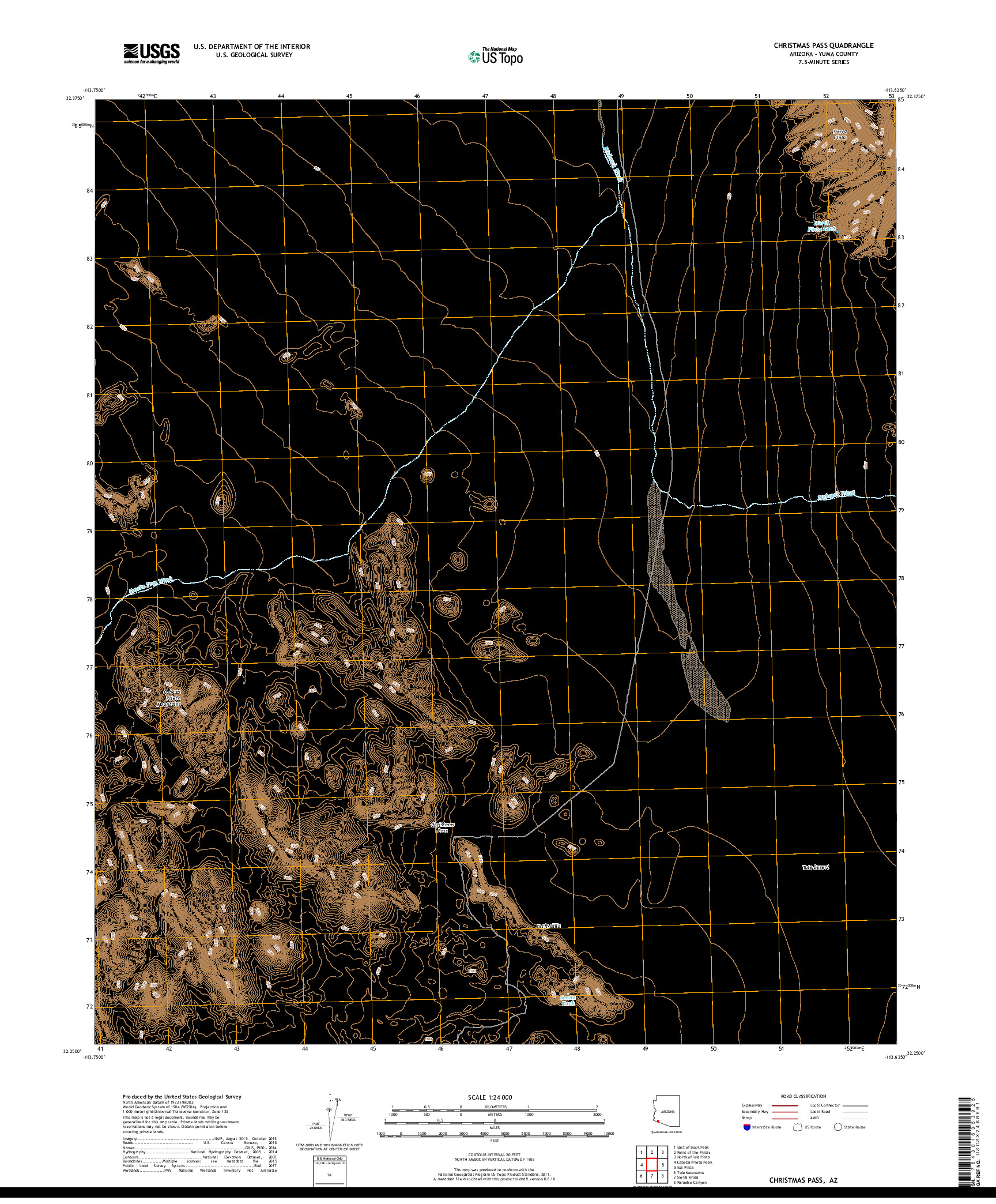 USGS US TOPO 7.5-MINUTE MAP FOR CHRISTMAS PASS, AZ 2018