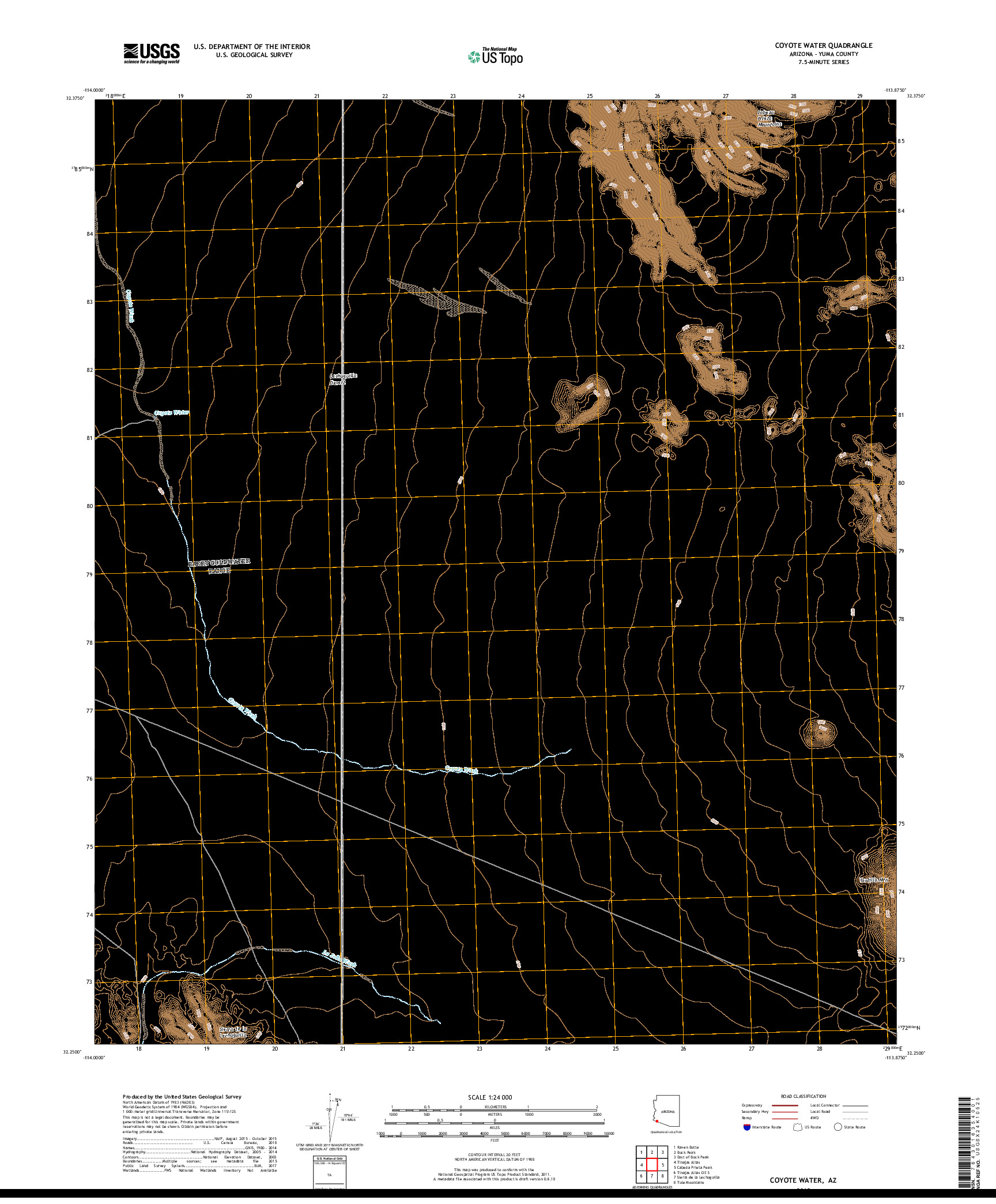 USGS US TOPO 7.5-MINUTE MAP FOR COYOTE WATER, AZ 2018