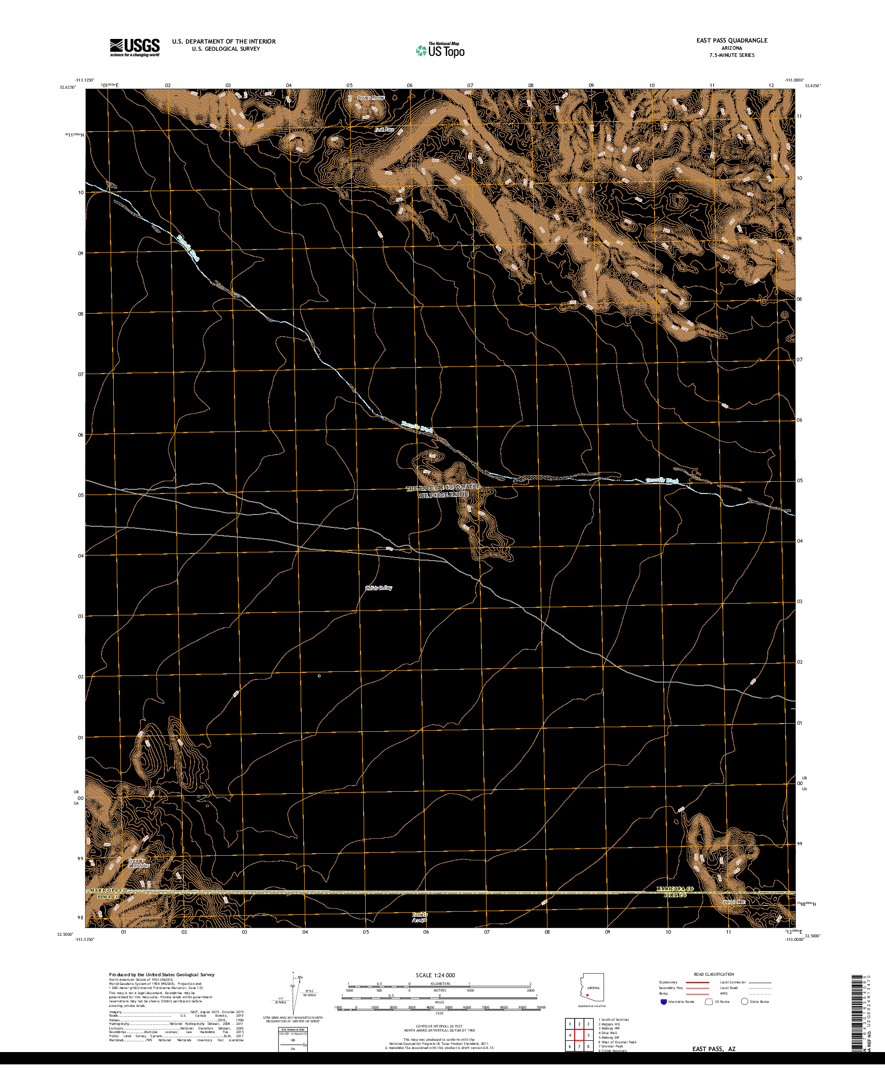 USGS US TOPO 7.5-MINUTE MAP FOR EAST PASS, AZ 2018