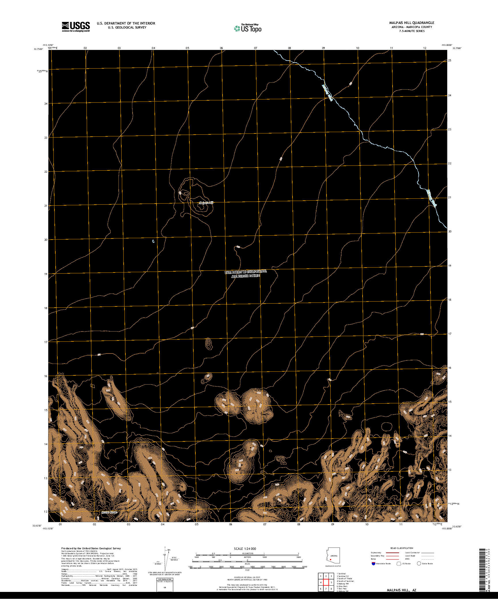 USGS US TOPO 7.5-MINUTE MAP FOR MALPAIS HILL, AZ 2018