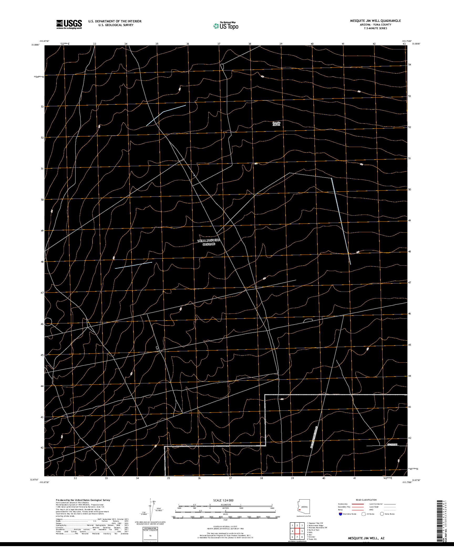 USGS US TOPO 7.5-MINUTE MAP FOR MESQUITE JIM WELL, AZ 2018