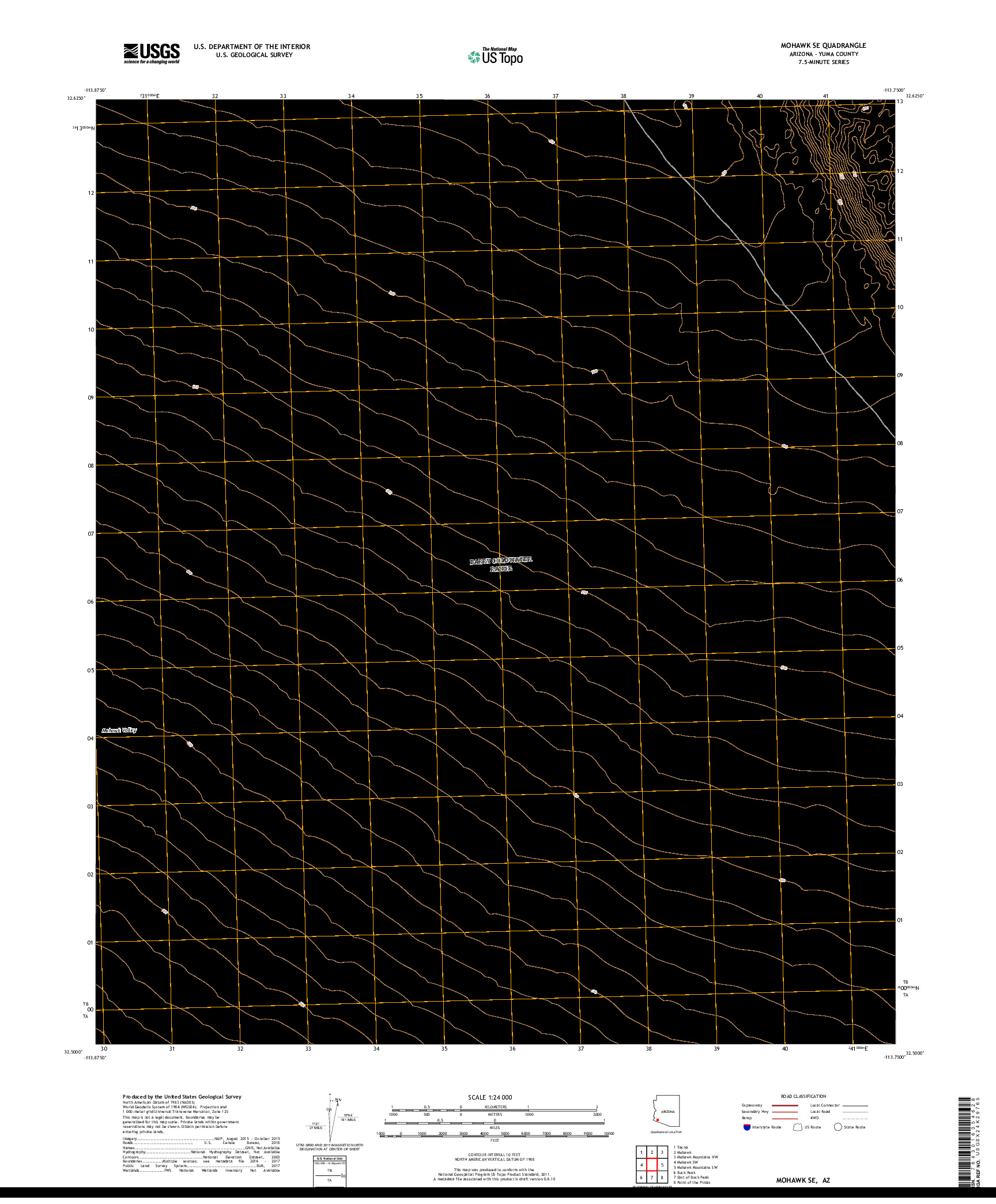 USGS US TOPO 7.5-MINUTE MAP FOR MOHAWK SE, AZ 2018