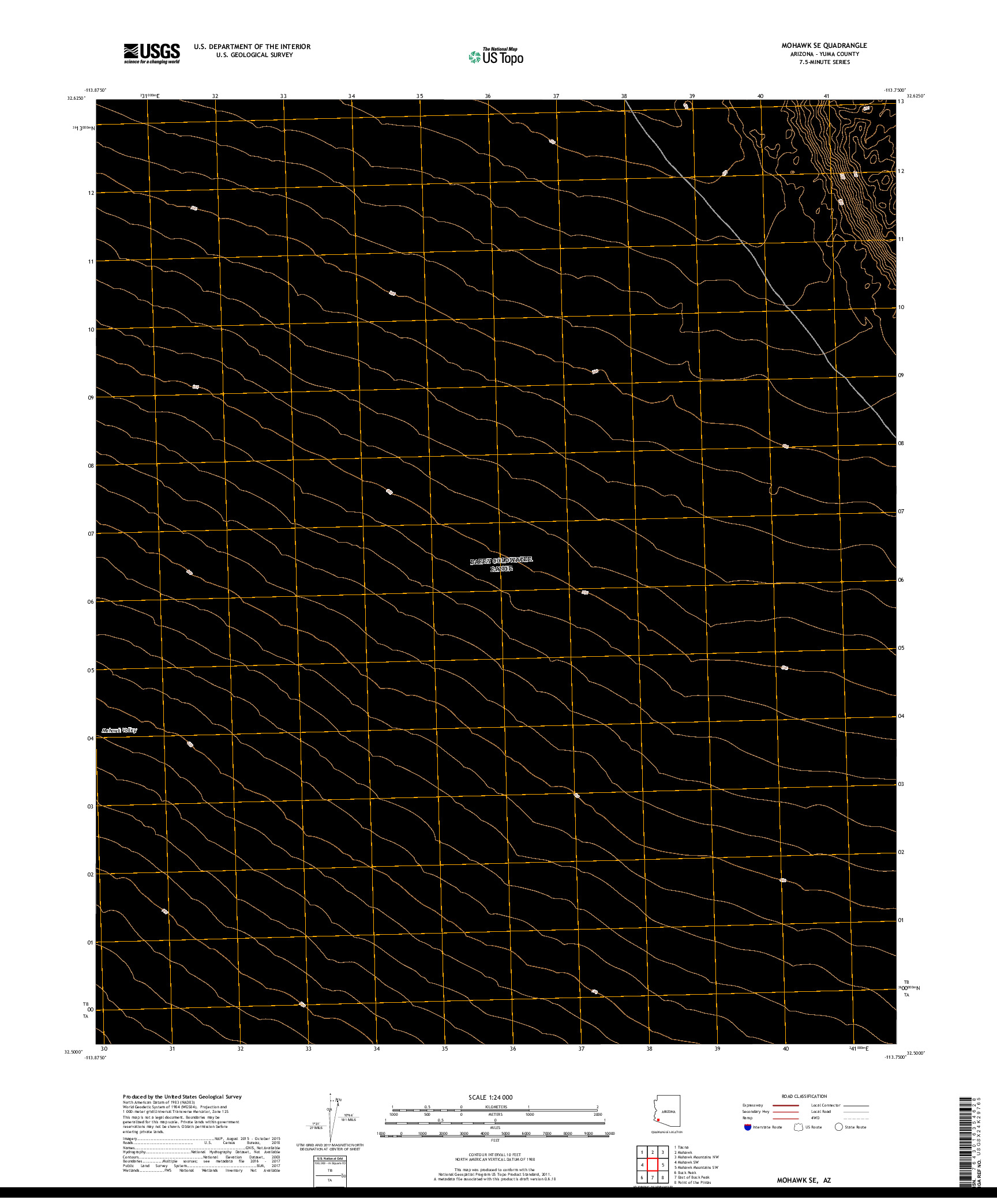 USGS US TOPO 7.5-MINUTE MAP FOR MOHAWK SE, AZ 2018