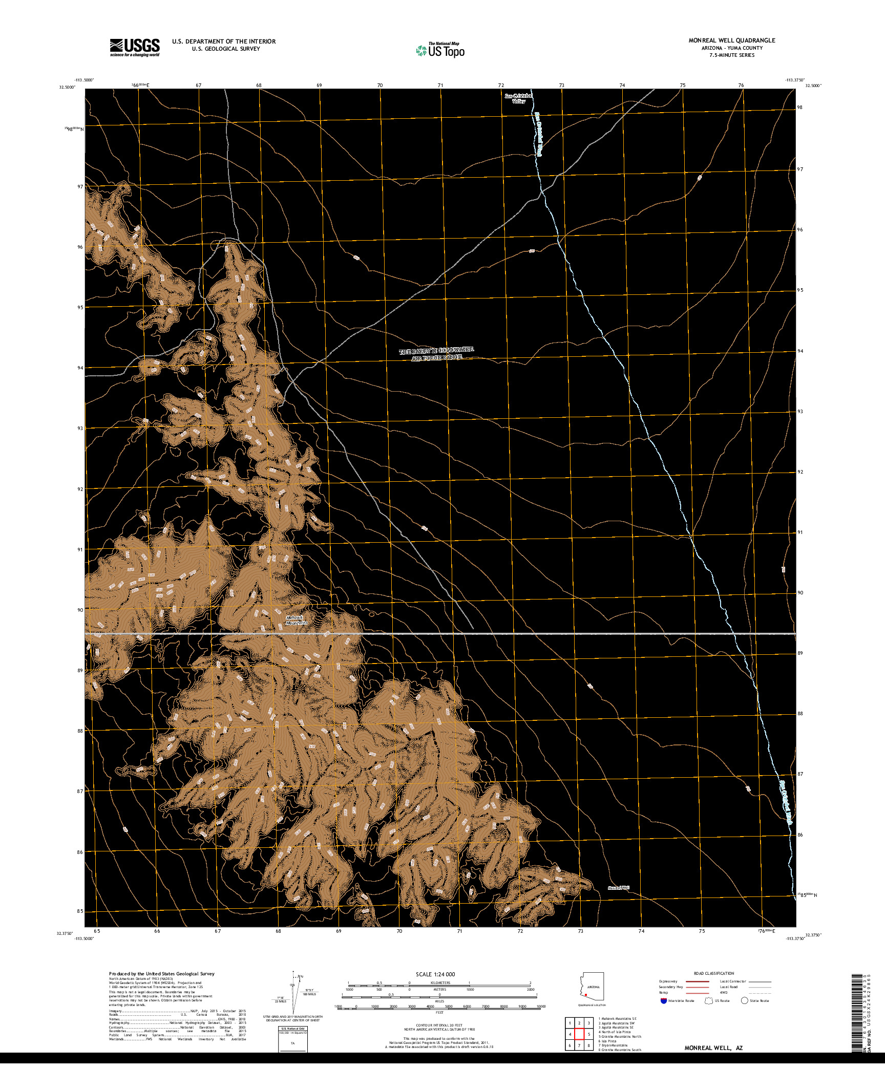 USGS US TOPO 7.5-MINUTE MAP FOR MONREAL WELL, AZ 2018