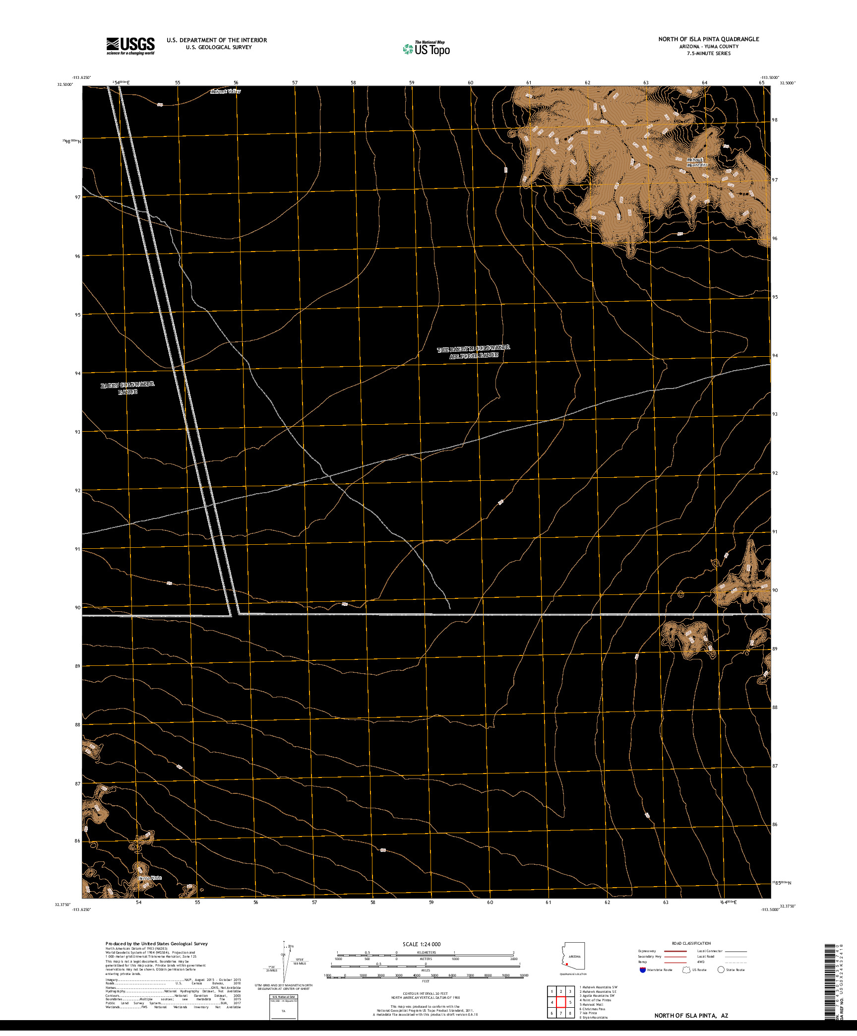 USGS US TOPO 7.5-MINUTE MAP FOR NORTH OF ISLA PINTA, AZ 2018