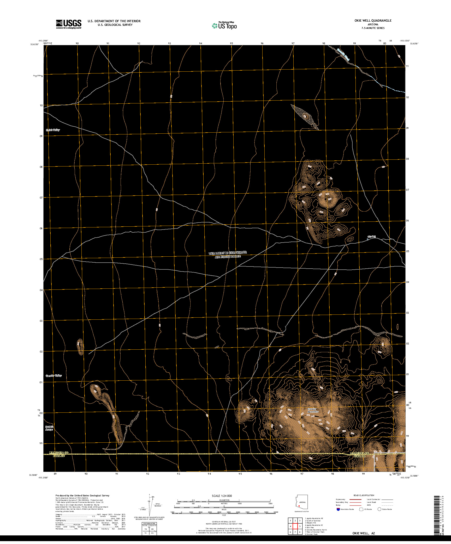 USGS US TOPO 7.5-MINUTE MAP FOR OKIE WELL, AZ 2018