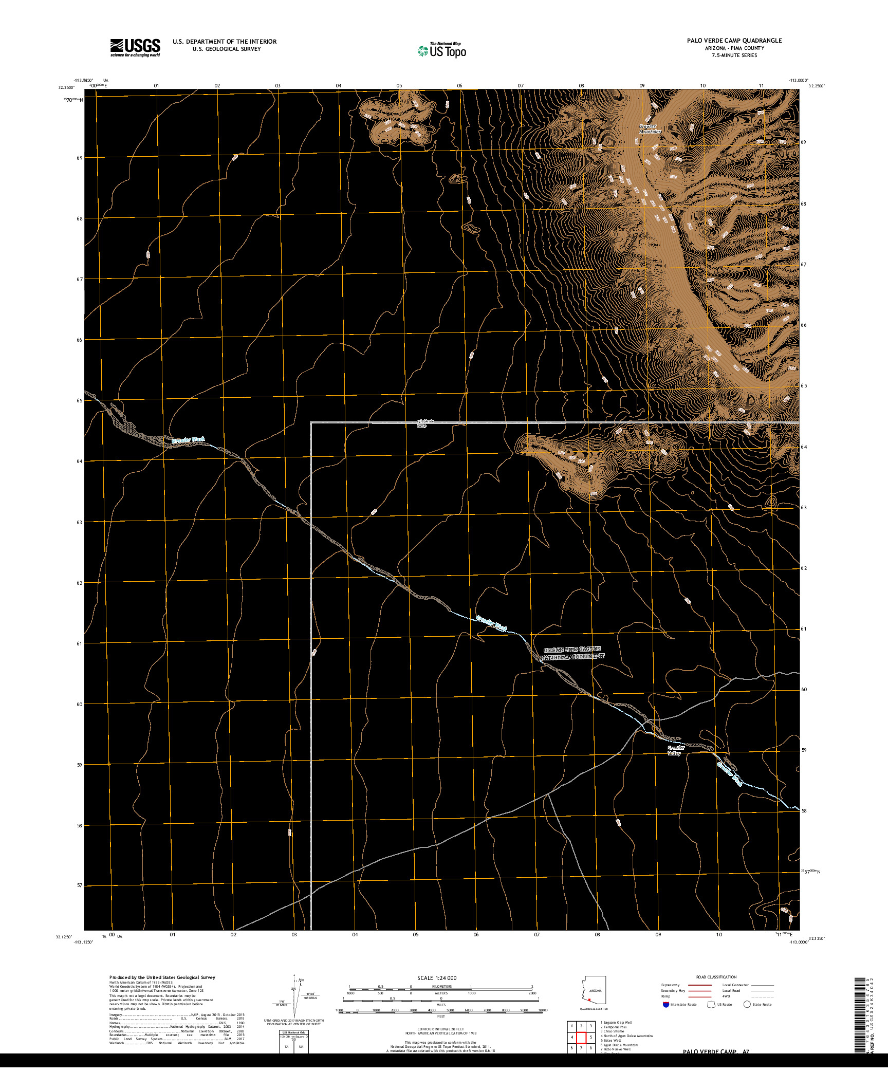 USGS US TOPO 7.5-MINUTE MAP FOR PALO VERDE CAMP, AZ 2018