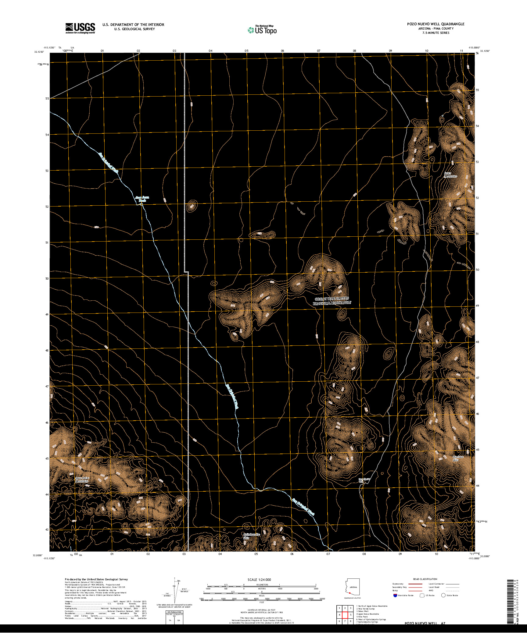 USGS US TOPO 7.5-MINUTE MAP FOR POZO NUEVO WELL, AZ 2018