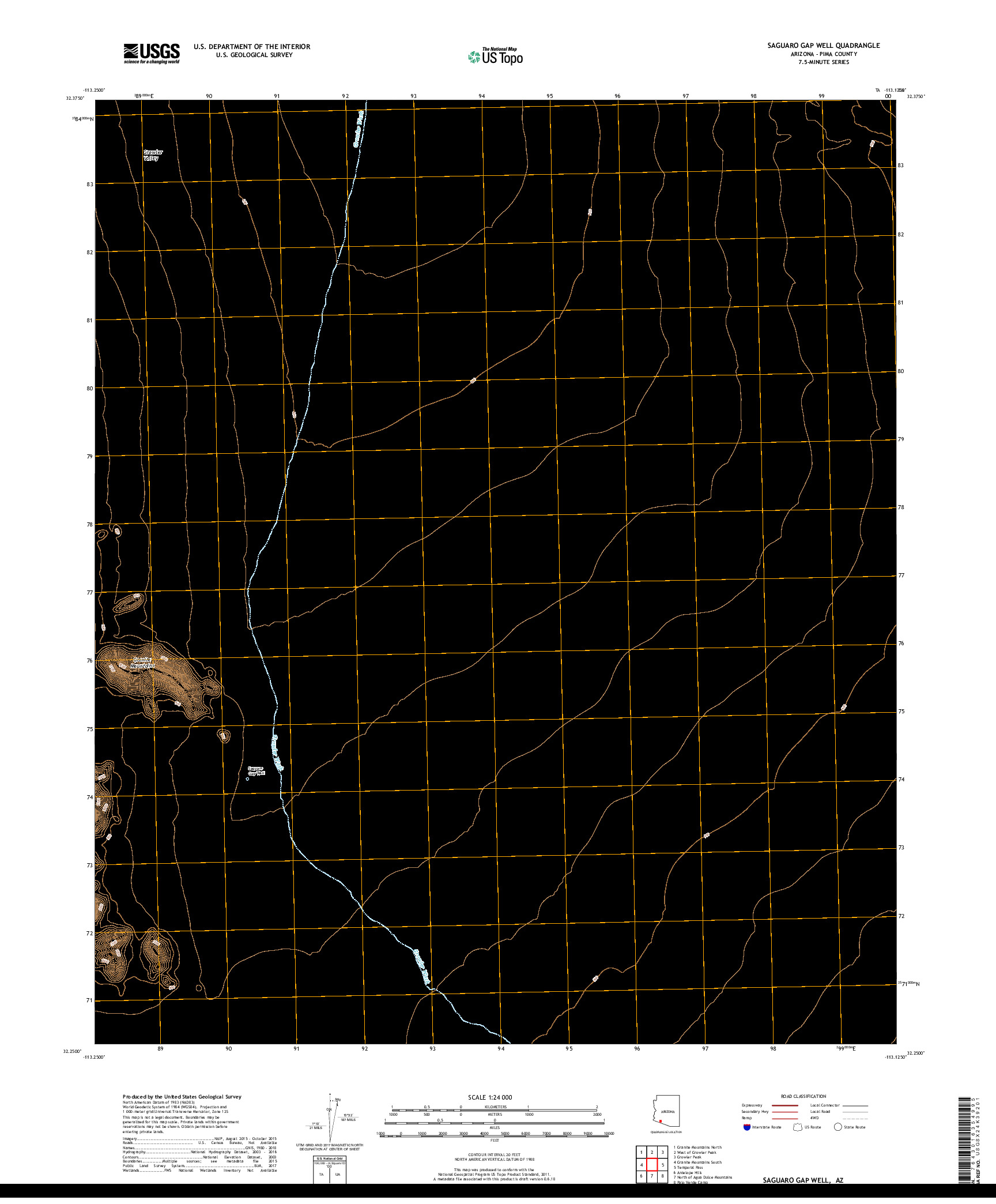 USGS US TOPO 7.5-MINUTE MAP FOR SAGUARO GAP WELL, AZ 2018